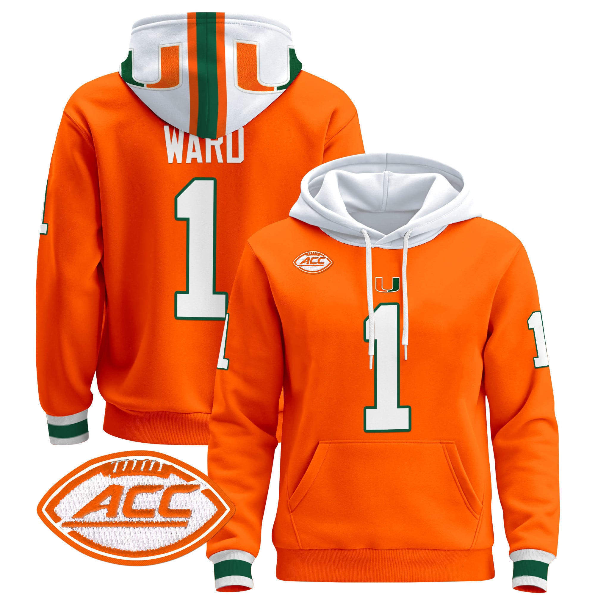 Miami Hurricanes Orange Hoodie - Miami Hurricanes Ward #1 Orange