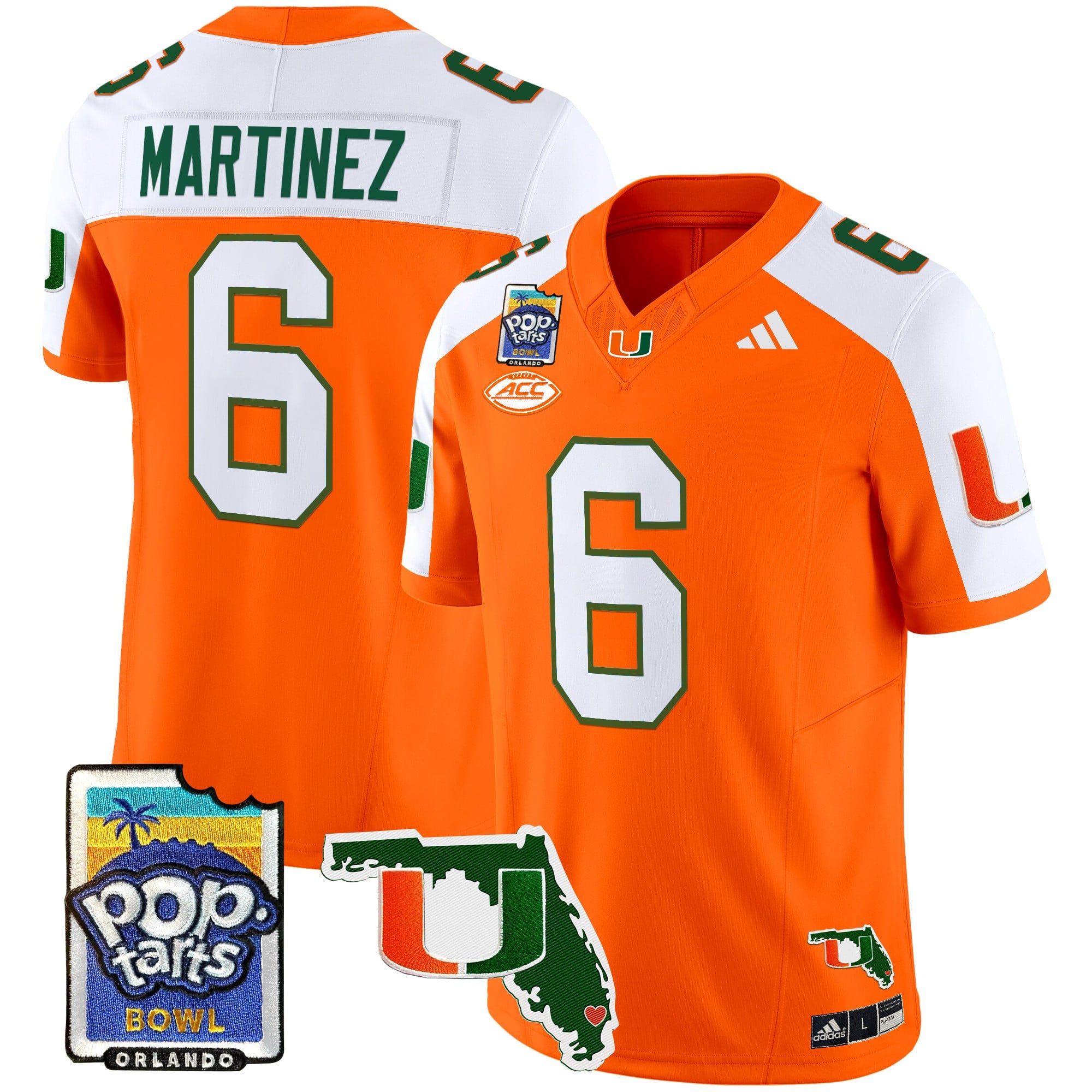 Alternative view of Miami Hurricanes Ward Jersey - Adidas Miami Hurricanes Ward #1 Orange