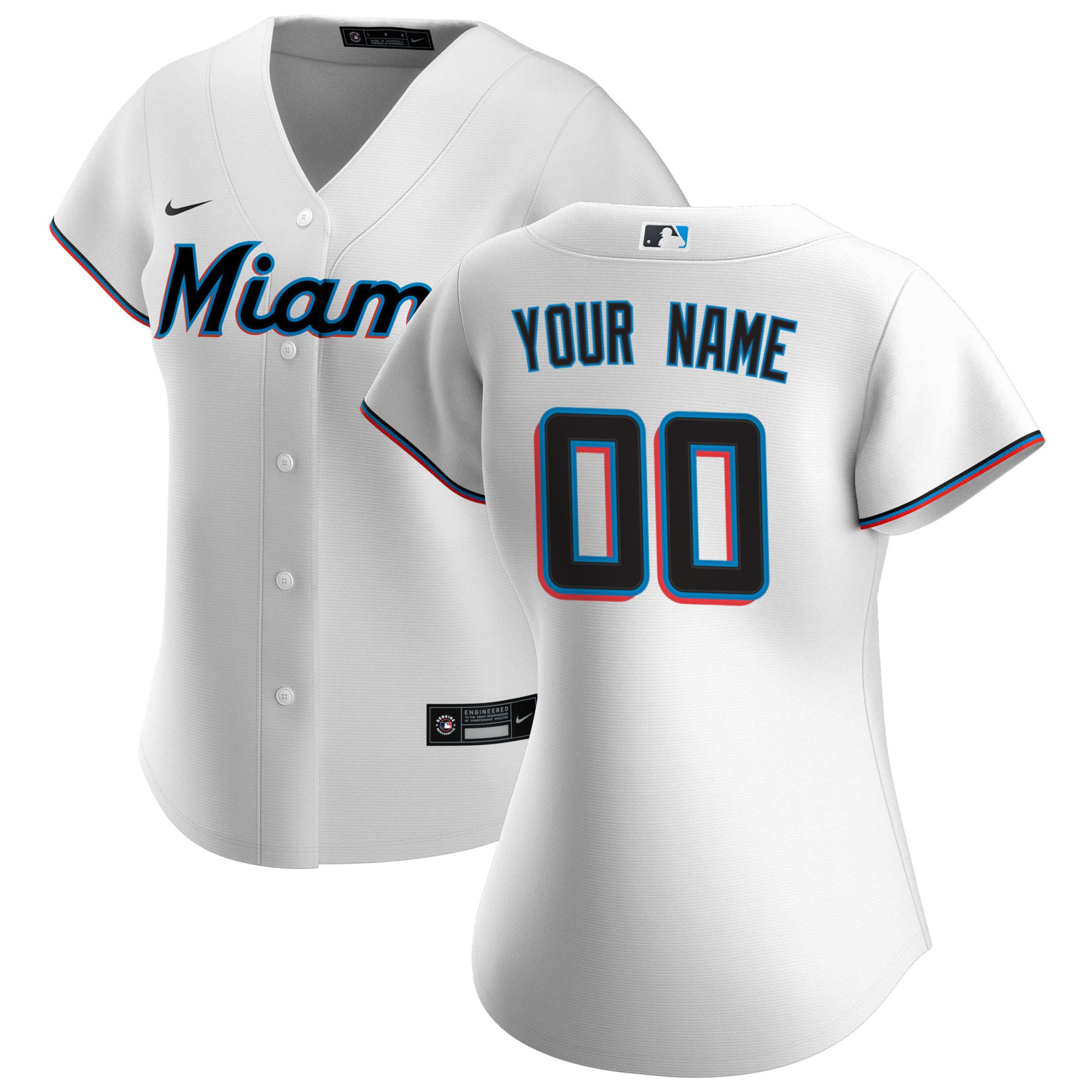 Miami Marlins Women's Home Custom Jersey - White