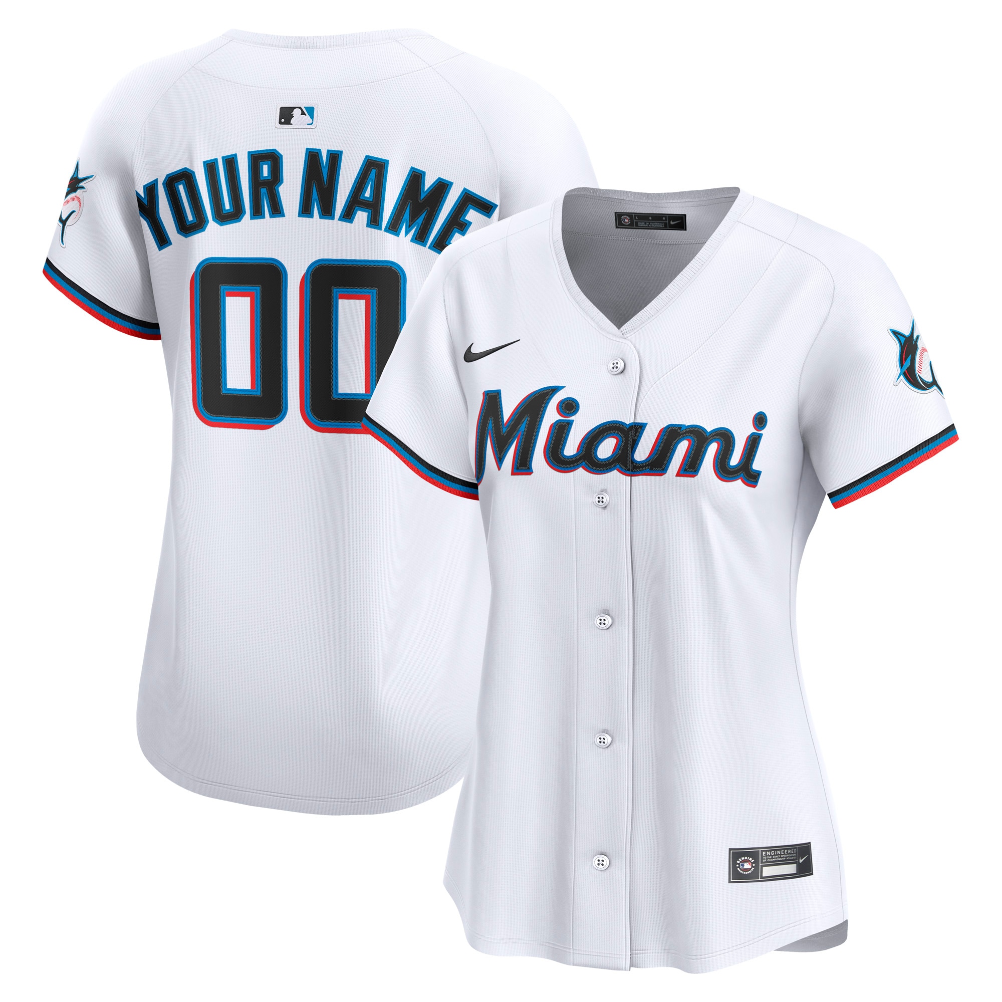 Miami Marlins Women's Home Limited Custom Jersey - White