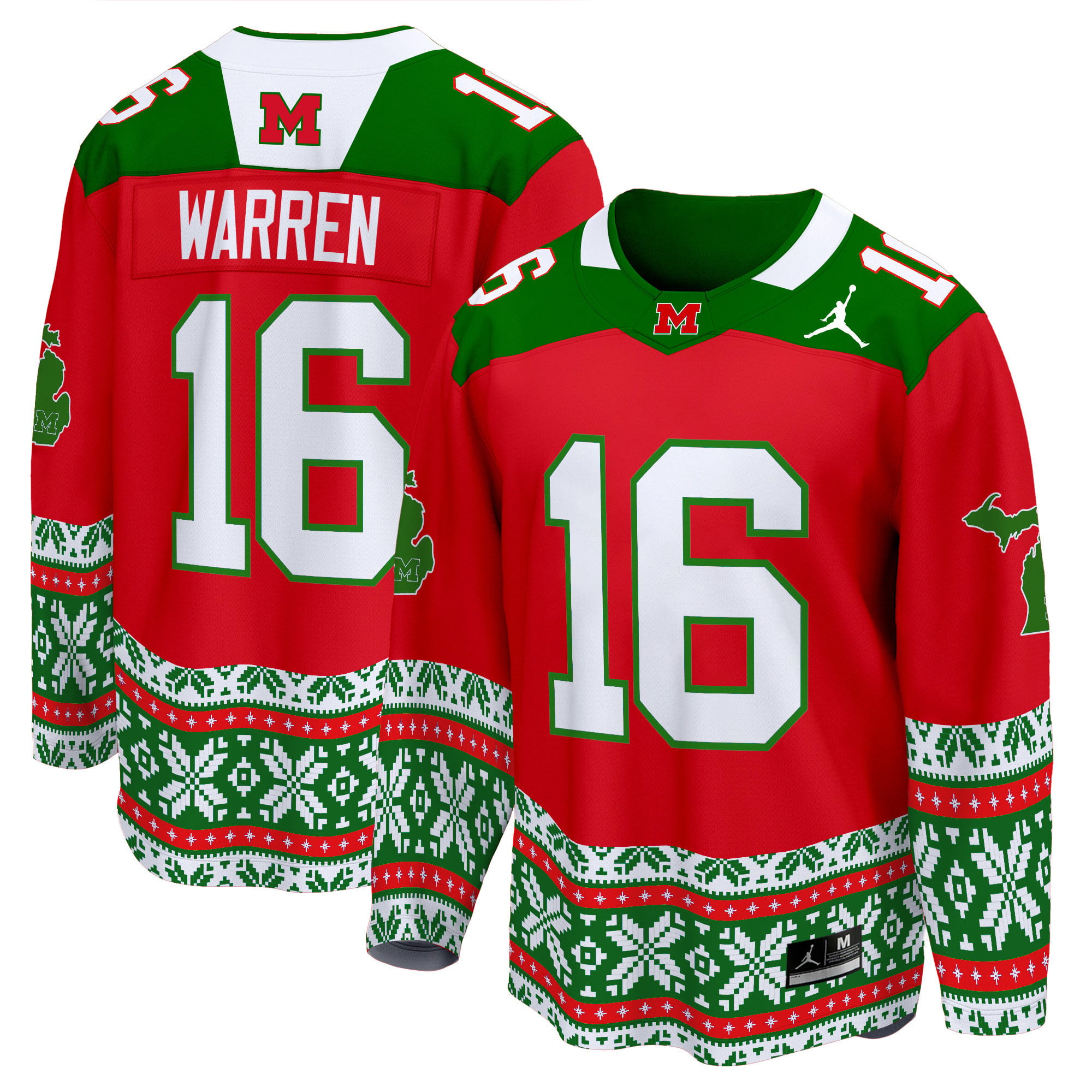 Michigan Holiday Sweater Jersey - Michigan Wolverines Jordan #16