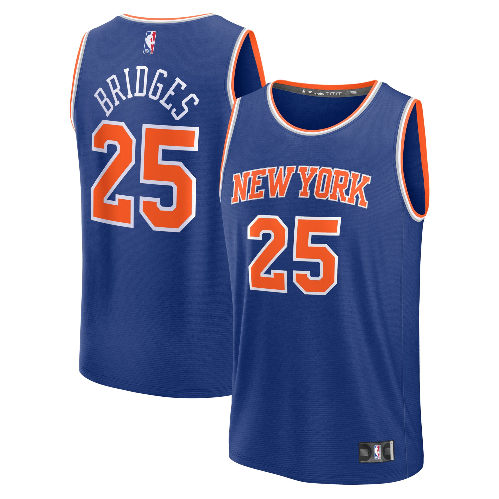 Mikal Bridges New York Knicks Fanatics Youth Fast Break Player Jersey - Blue - Icon Edition