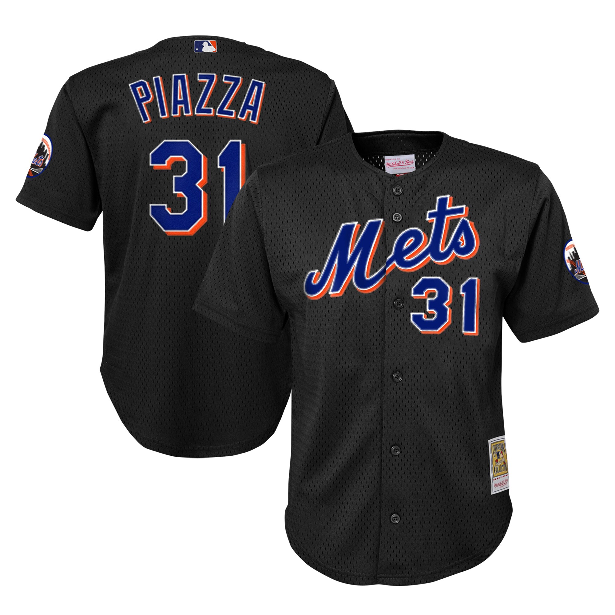 Mike Piazza New York Mets Mitchell & Ness Youth Cooperstown CollectionÂ Mesh Batting Practice Jersey - Black