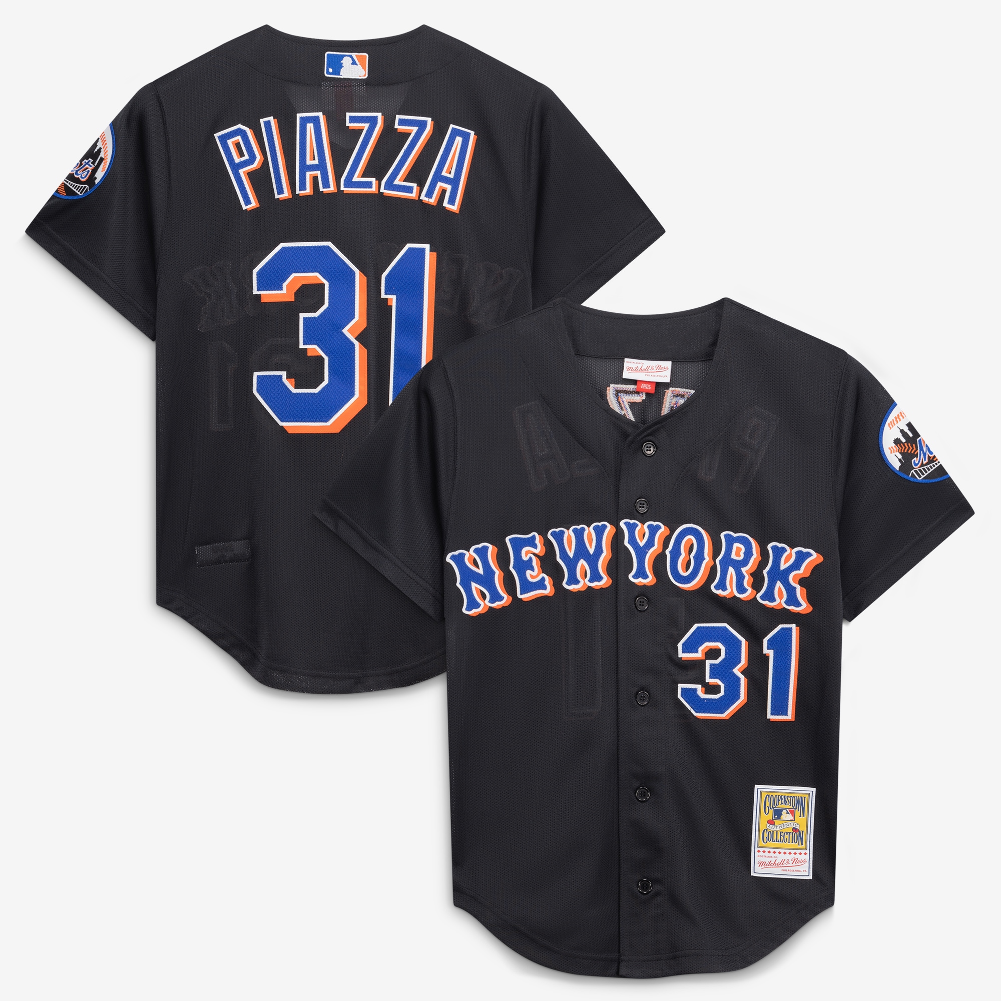 Mike Piazza New York Mets Toddler Cooperstown Collection Mesh Batting Practice Jersey - Black