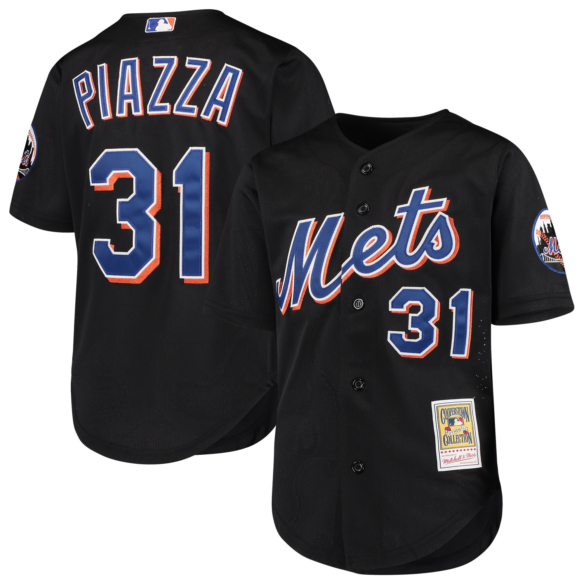 Mike Piazza New York Mets Youth Cooperstown Collection Mesh Batting Practice Jersey - Black