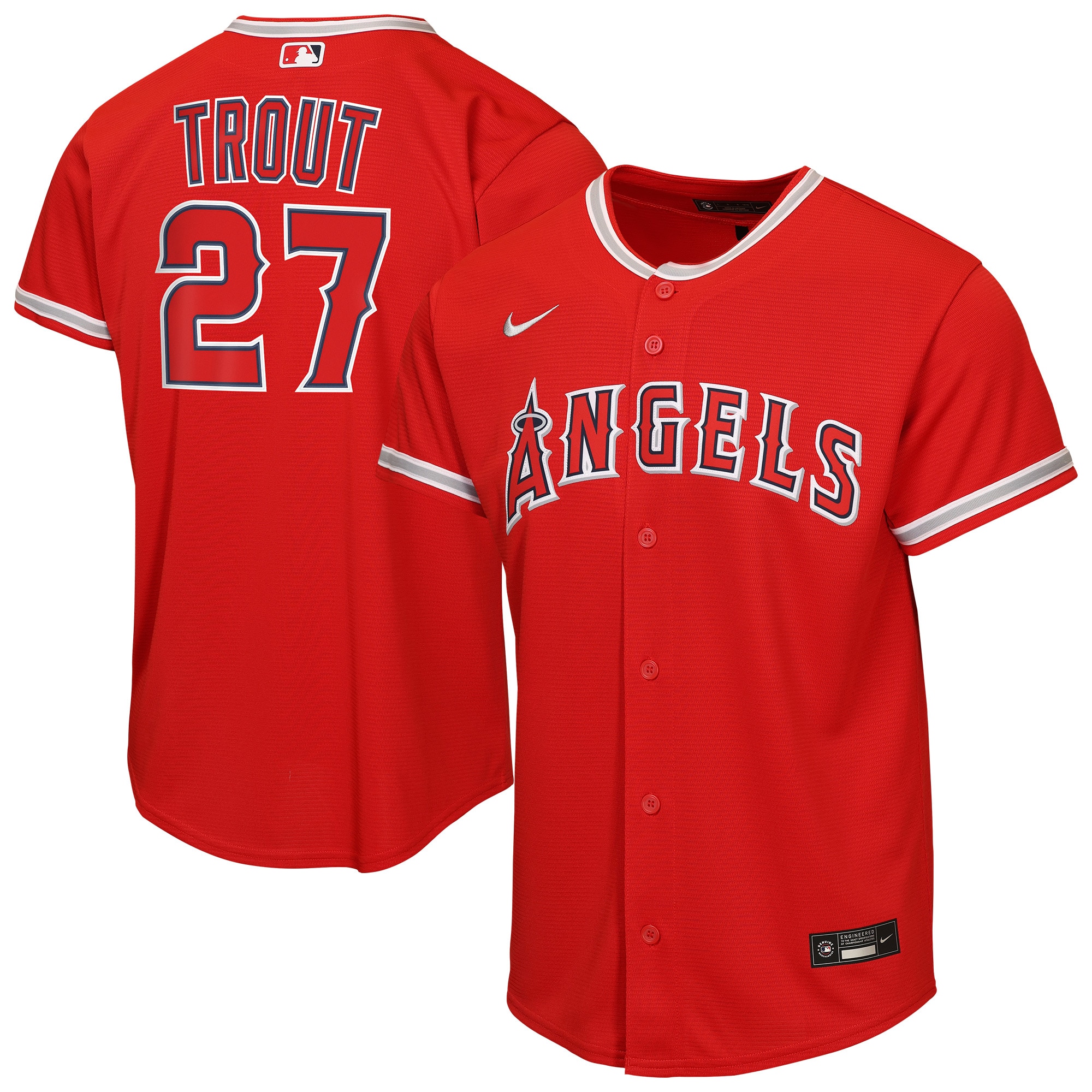 Mike Trout Los Angeles Angels Youth Alternate Jersey - Red