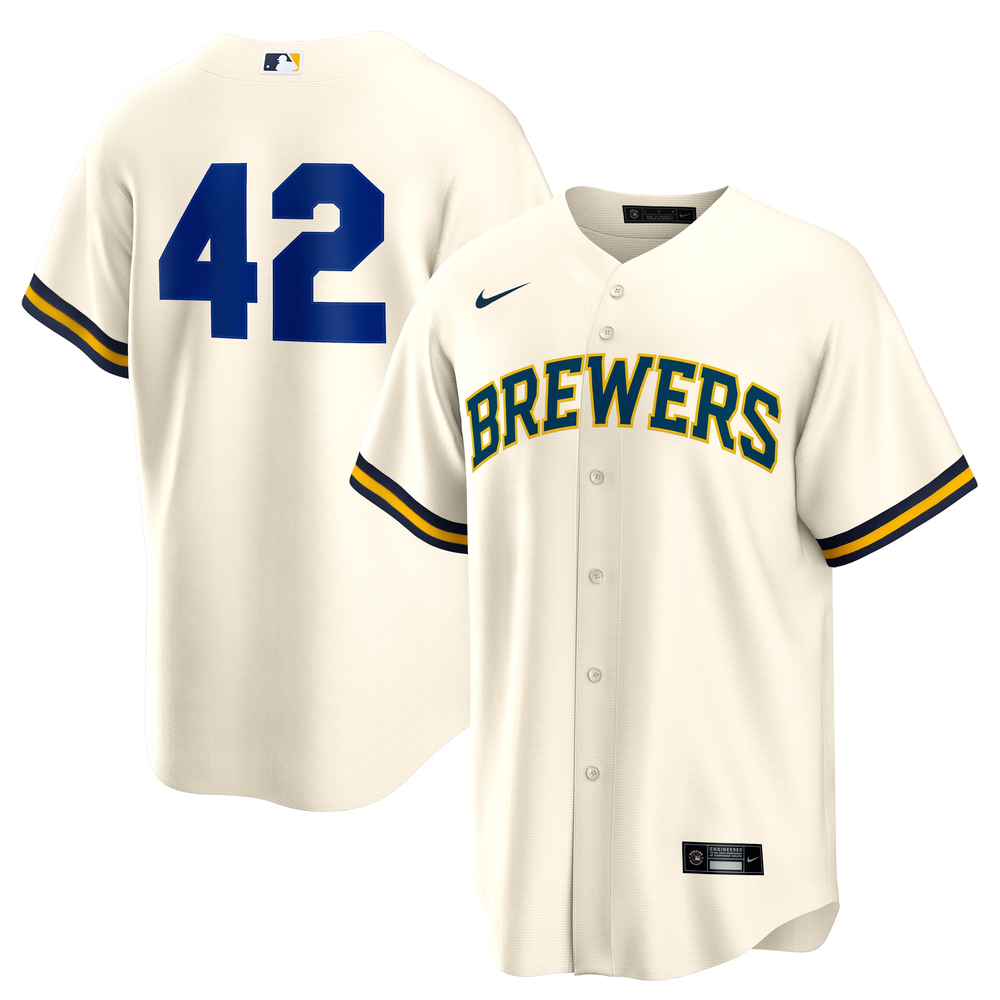 Milwaukee Brewers Home 2025 Jackie Robinson Day Jersey - Cream