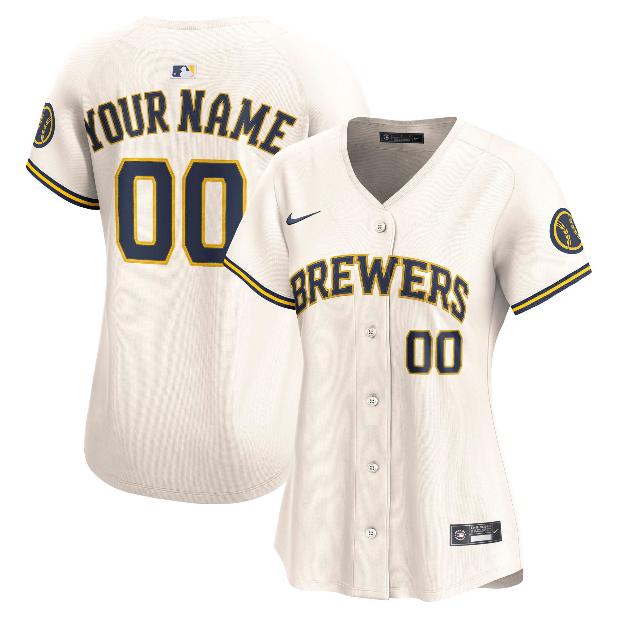 Milwaukee Brewers Women's Home Limited Custom Jersey - Cream