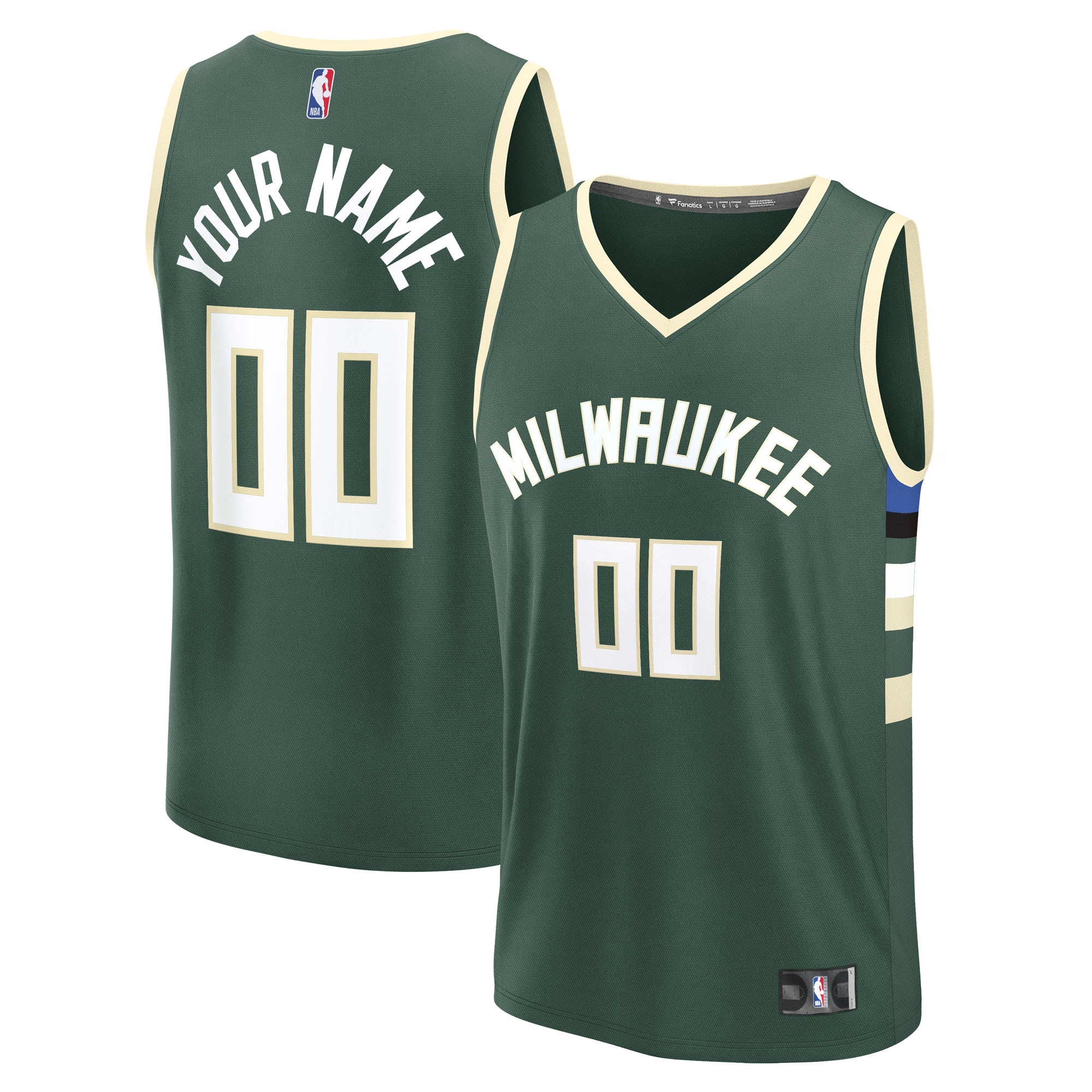 Milwaukee Bucks Fanatics Youth Fast Break Custom Jersey - Green - Icon Edition