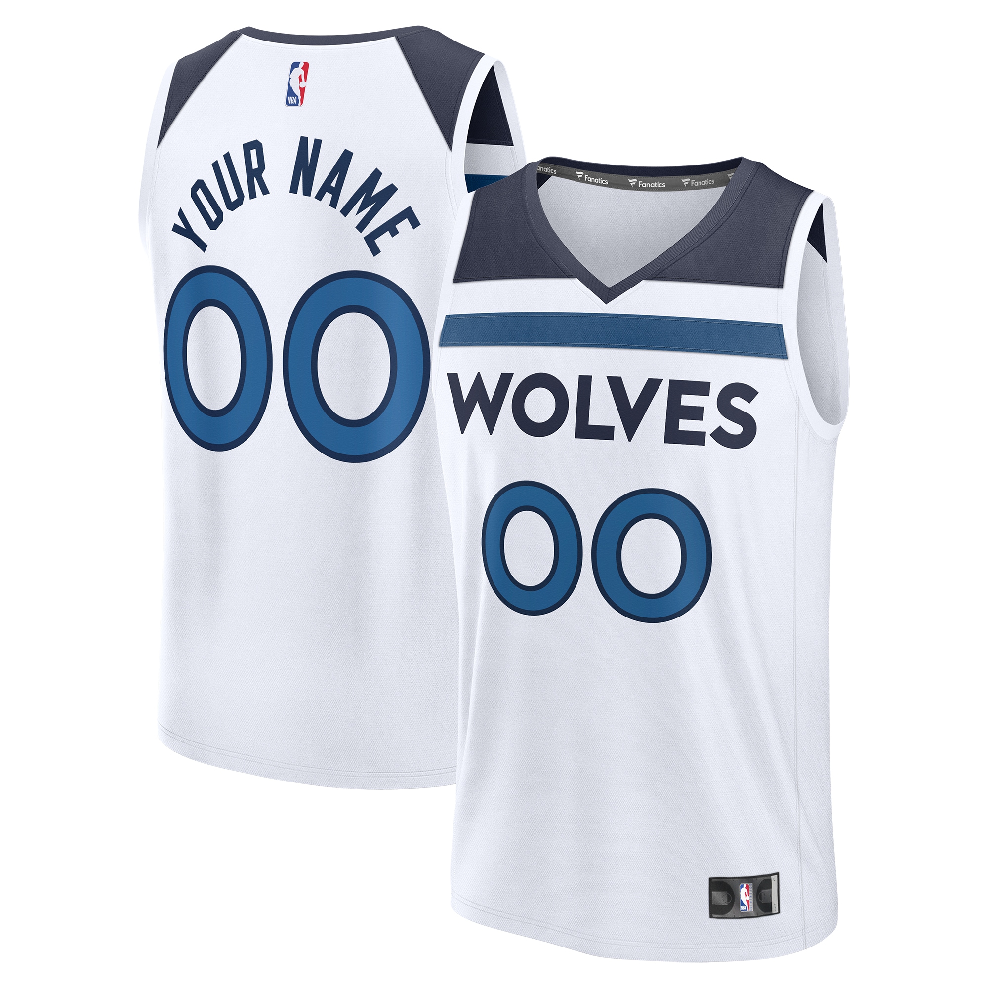 Minnesota Timberwolves Fanatics Fast Break Custom Jersey - Association Edition - White