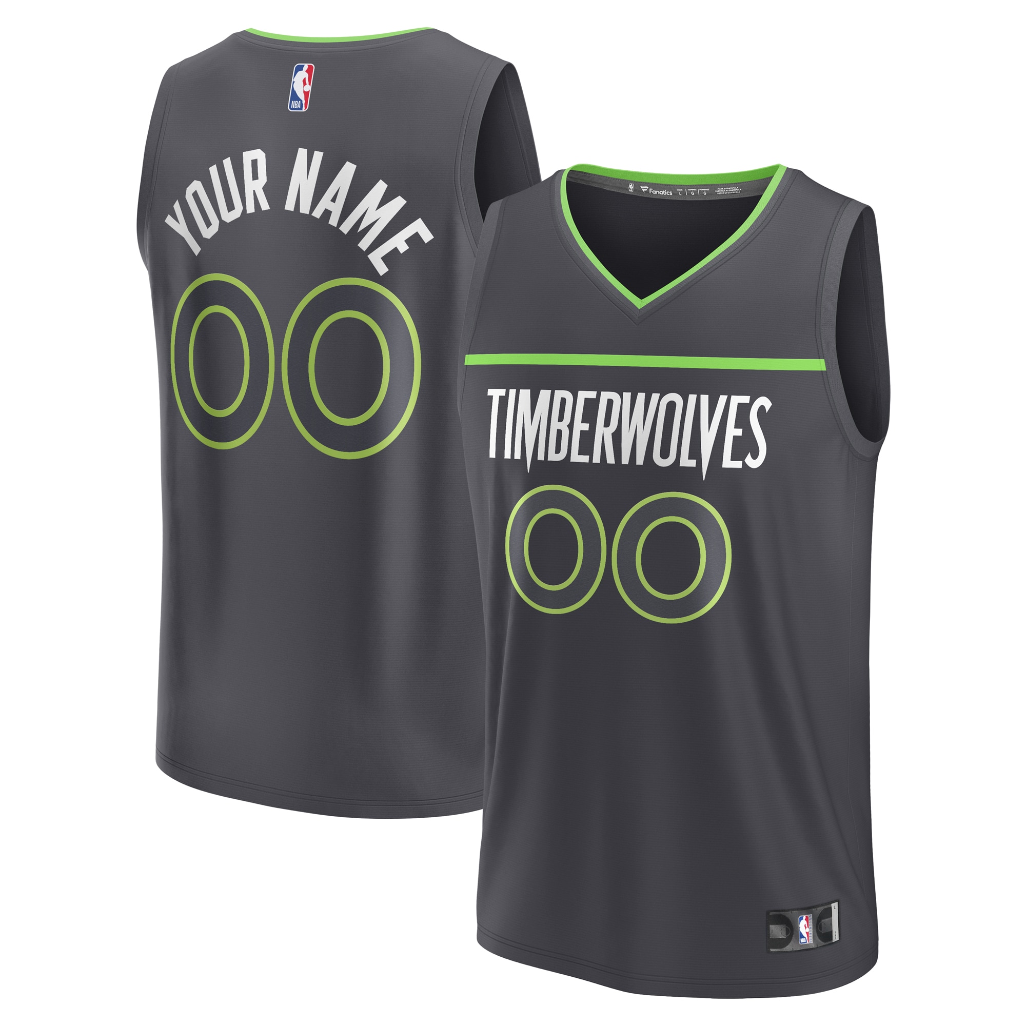 Minnesota Timberwolves Fanatics Youth Custom Fast Break Jersey - Statement Edition - Black