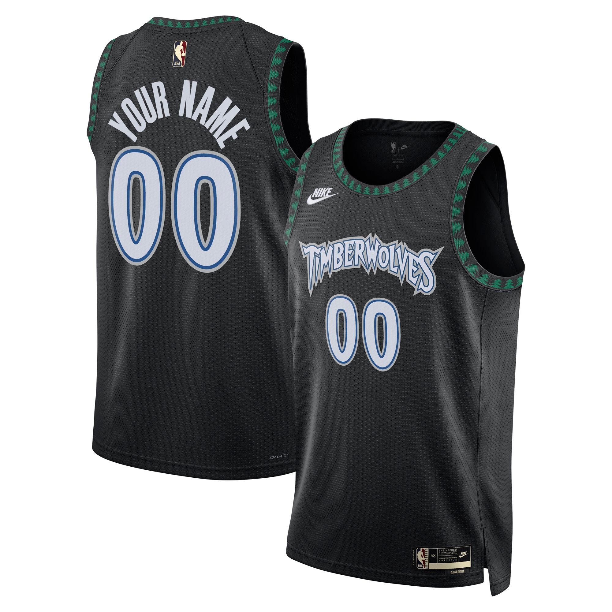 Minnesota Timberwolves Unisex Swingman Custom Jersey - Classic Edition - Black
