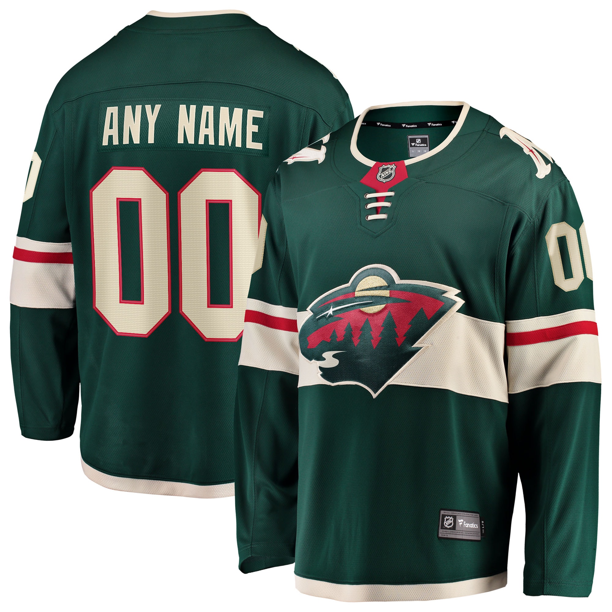 Minnesota Wild Fanatics Home Breakaway Custom Jersey - Green
