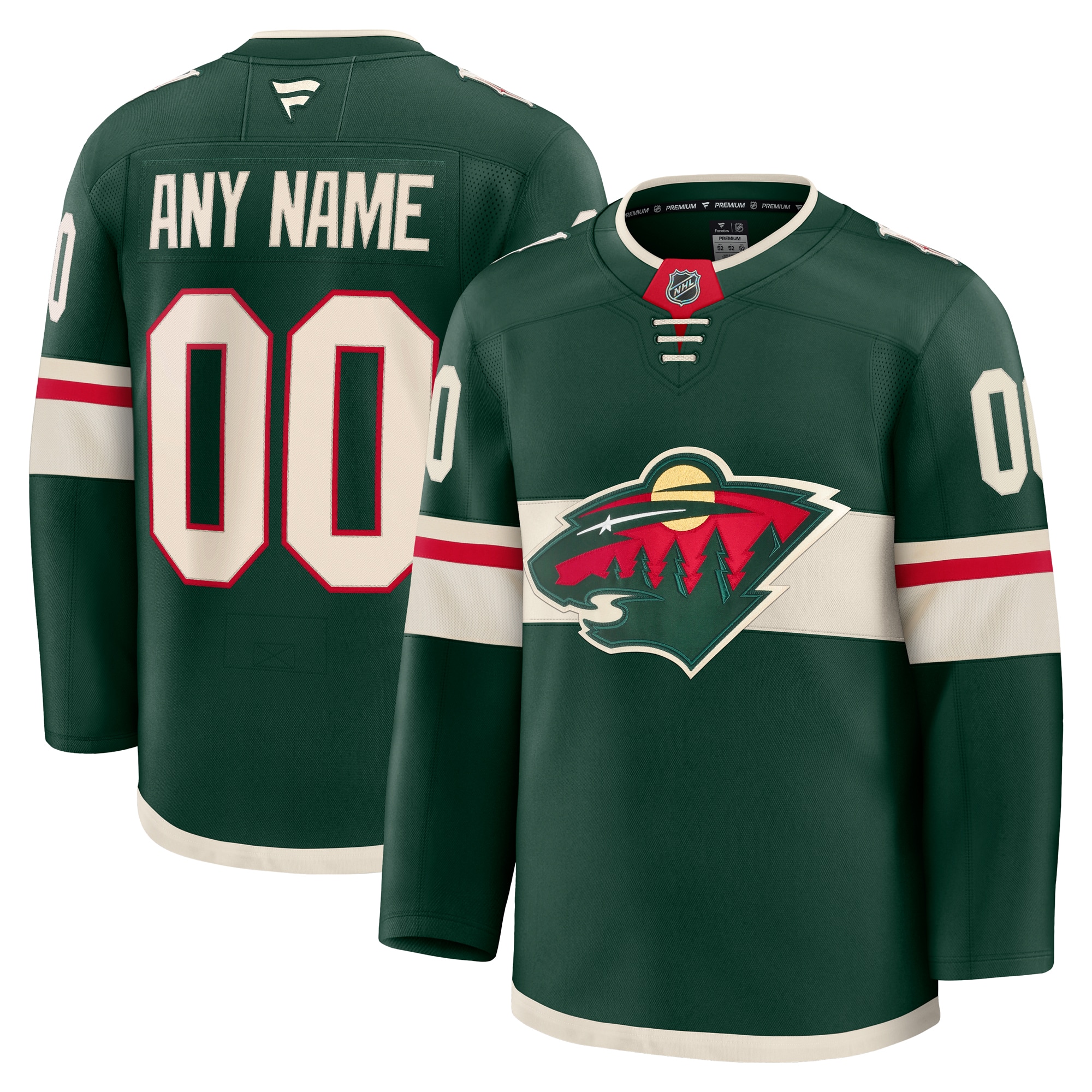 Minnesota Wild Fanatics Home Premium Custom Jersey - Green