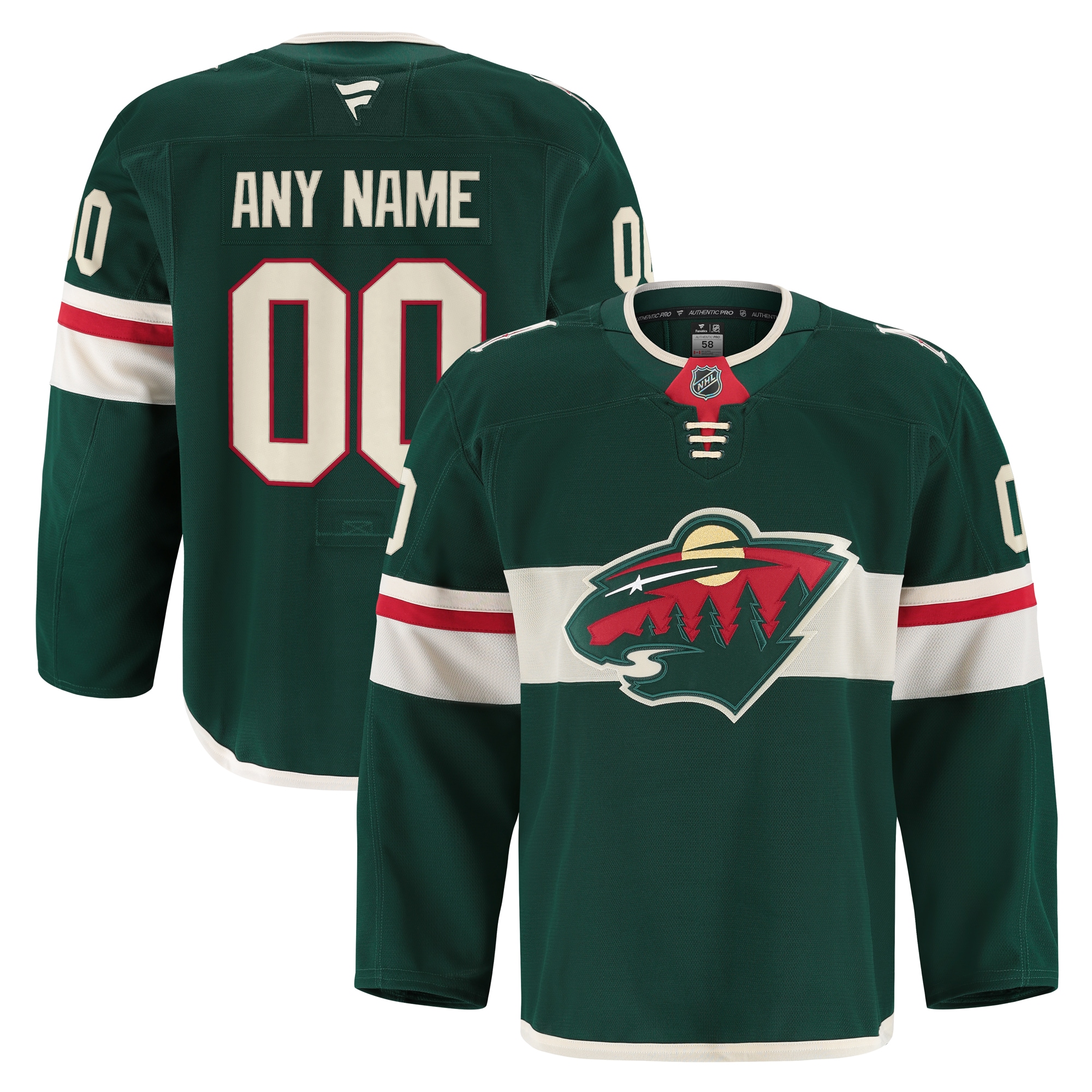 Minnesota Wild Fanatics Home Pro Custom Jersey - Green