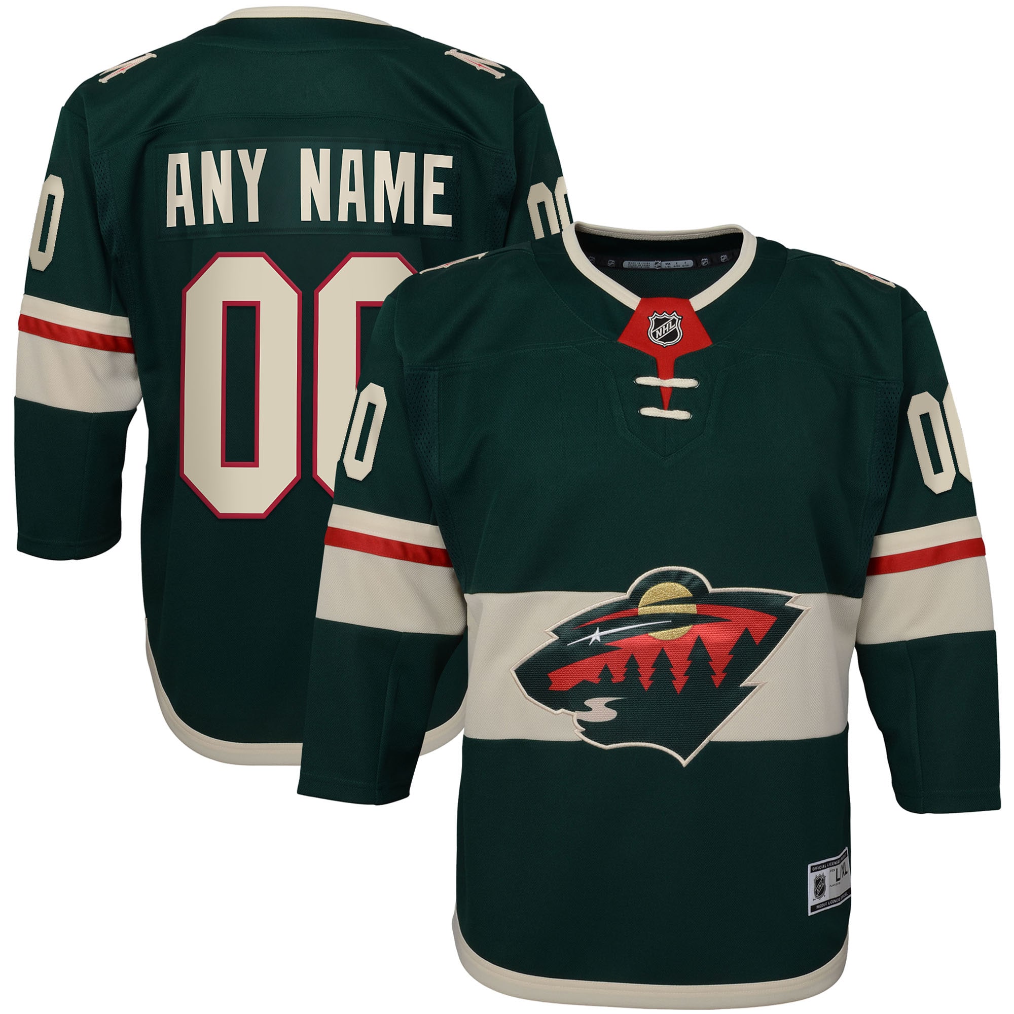 Minnesota Wild Youth Home Premier Custom Jersey - Green