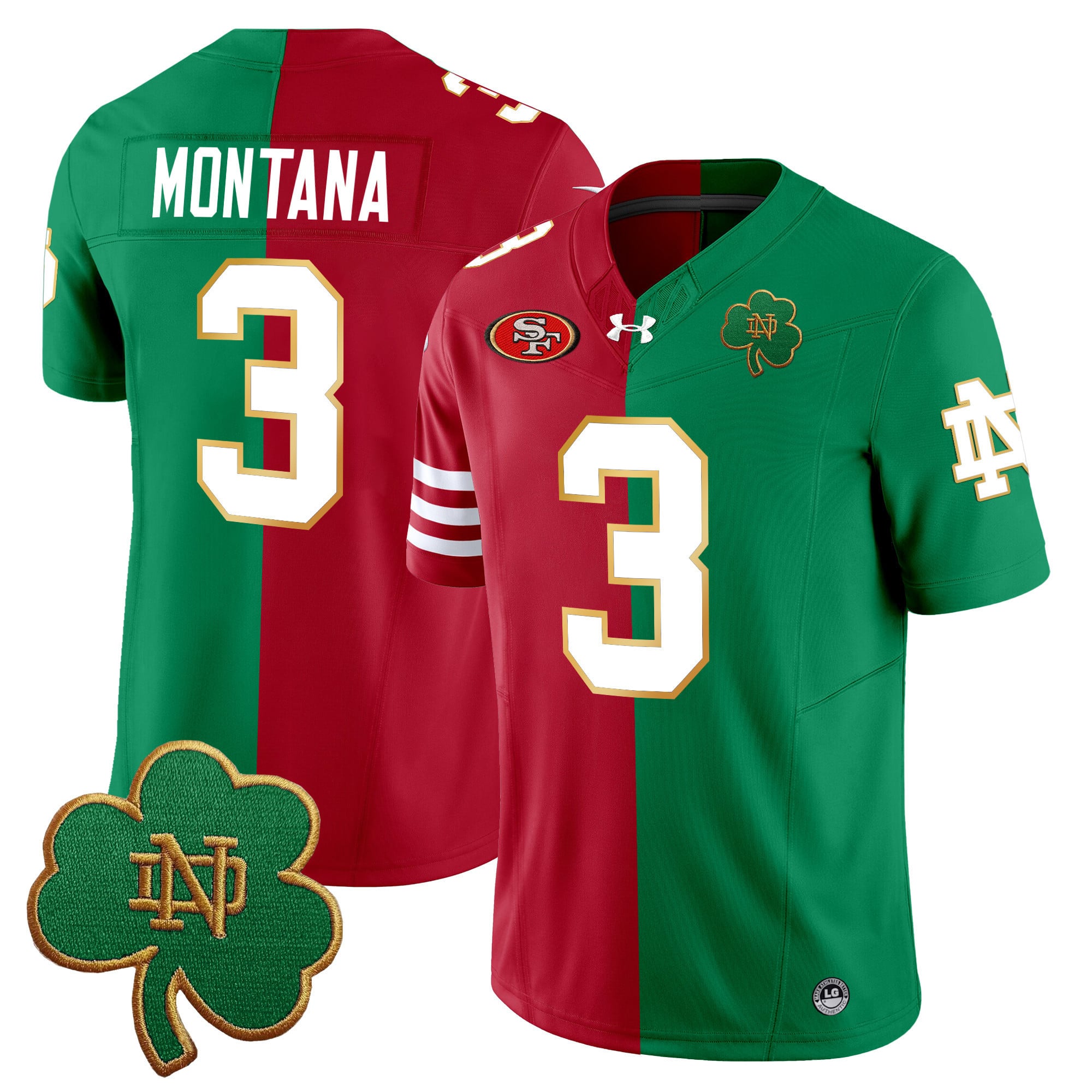 Montana #3 Split Jersey - Notre Dame/49ers Montana #3 - Split Jersey