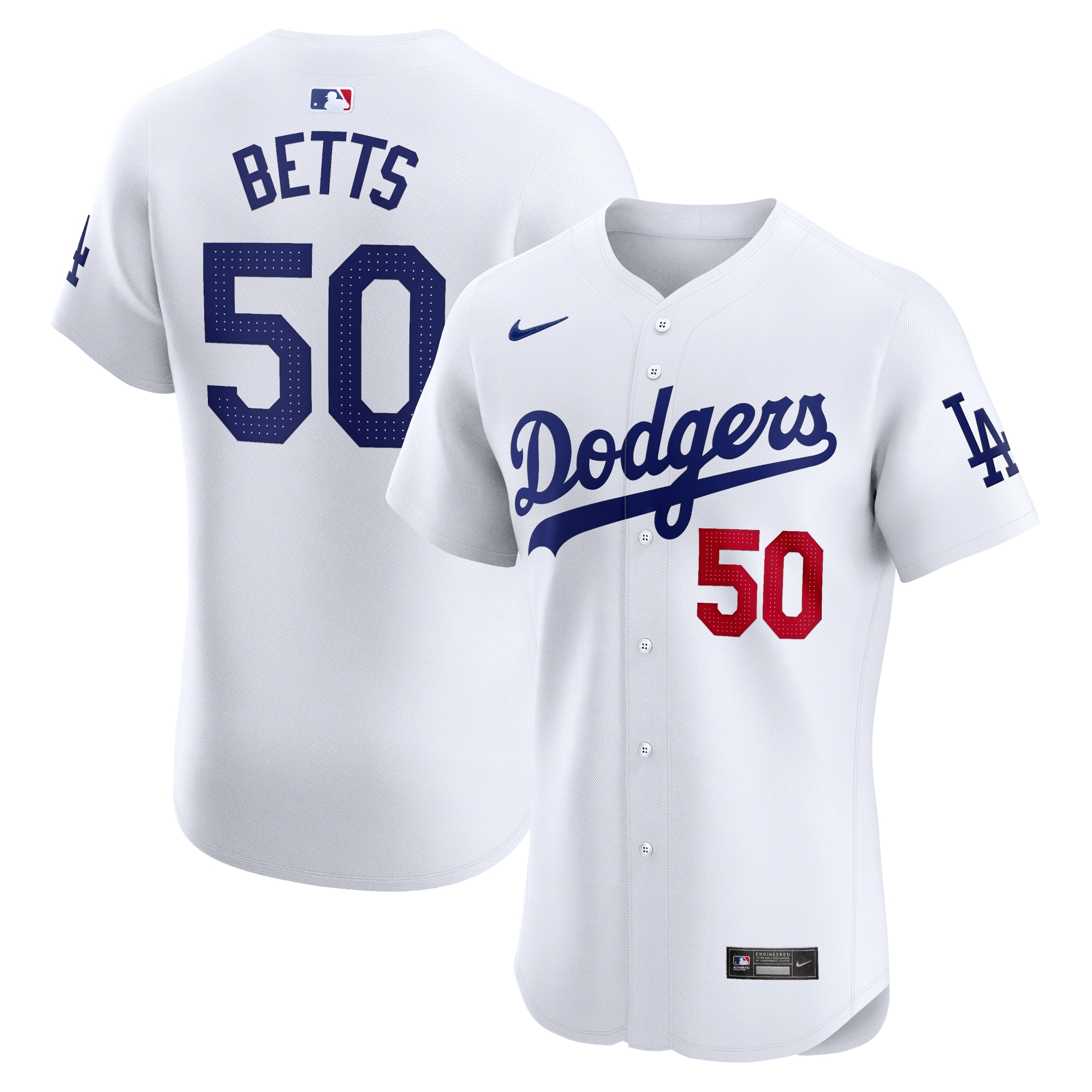 Mookie Betts Los Angeles Dodgers Home Elite Jersey - White