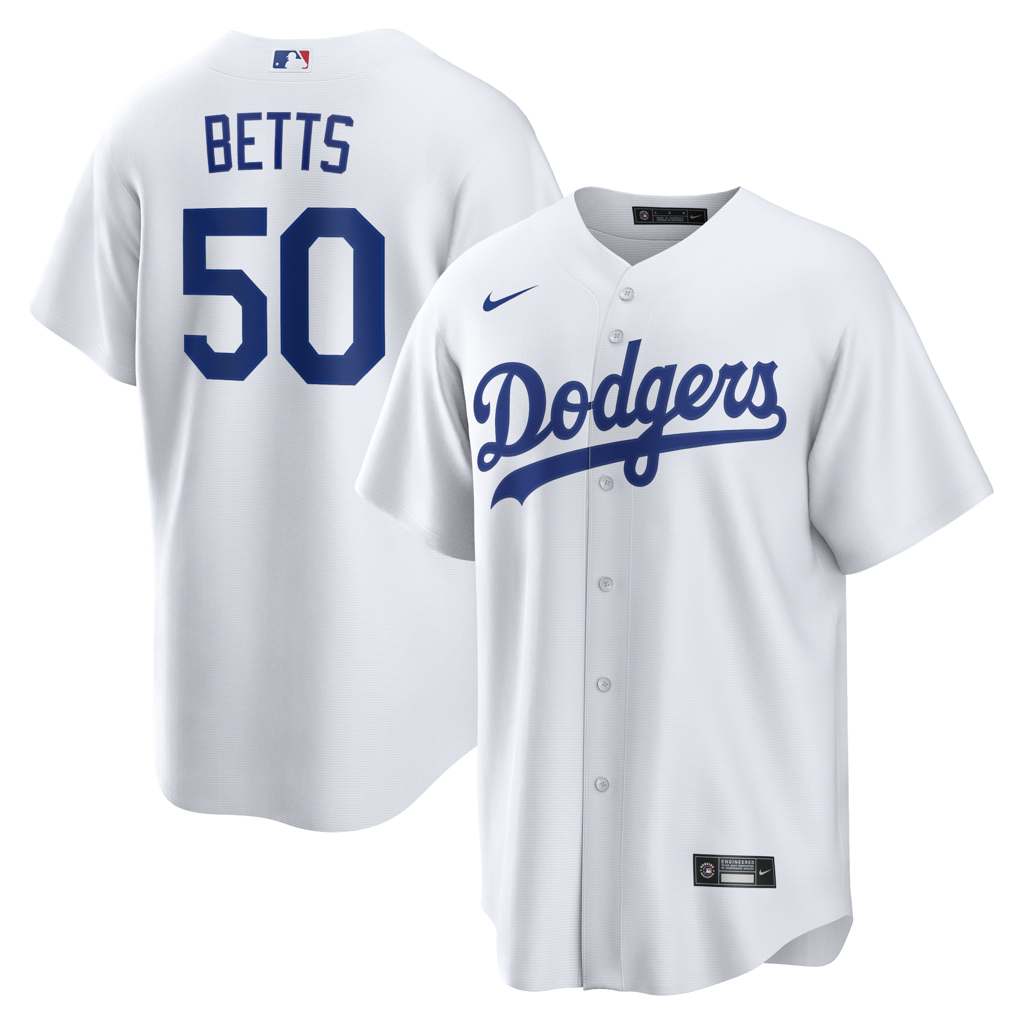 Mookie Betts Los Angeles Dodgers Home Player Name Jersey - White