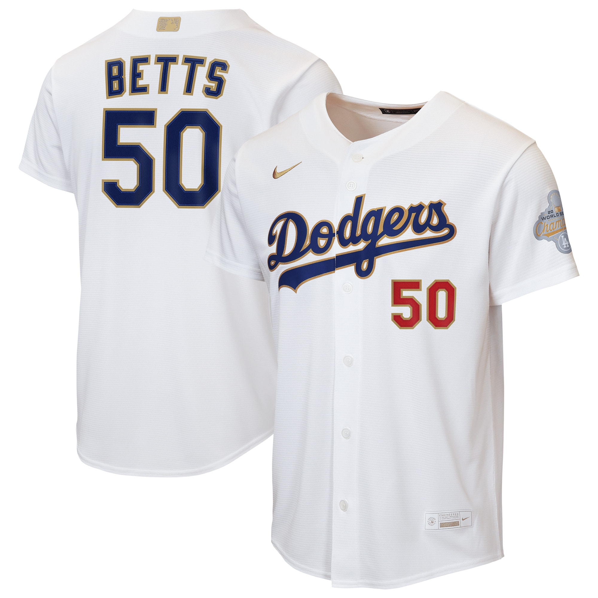 Mookie Betts Los Angeles Dodgers Youth 2026 Gold Collection Home Jersey - White