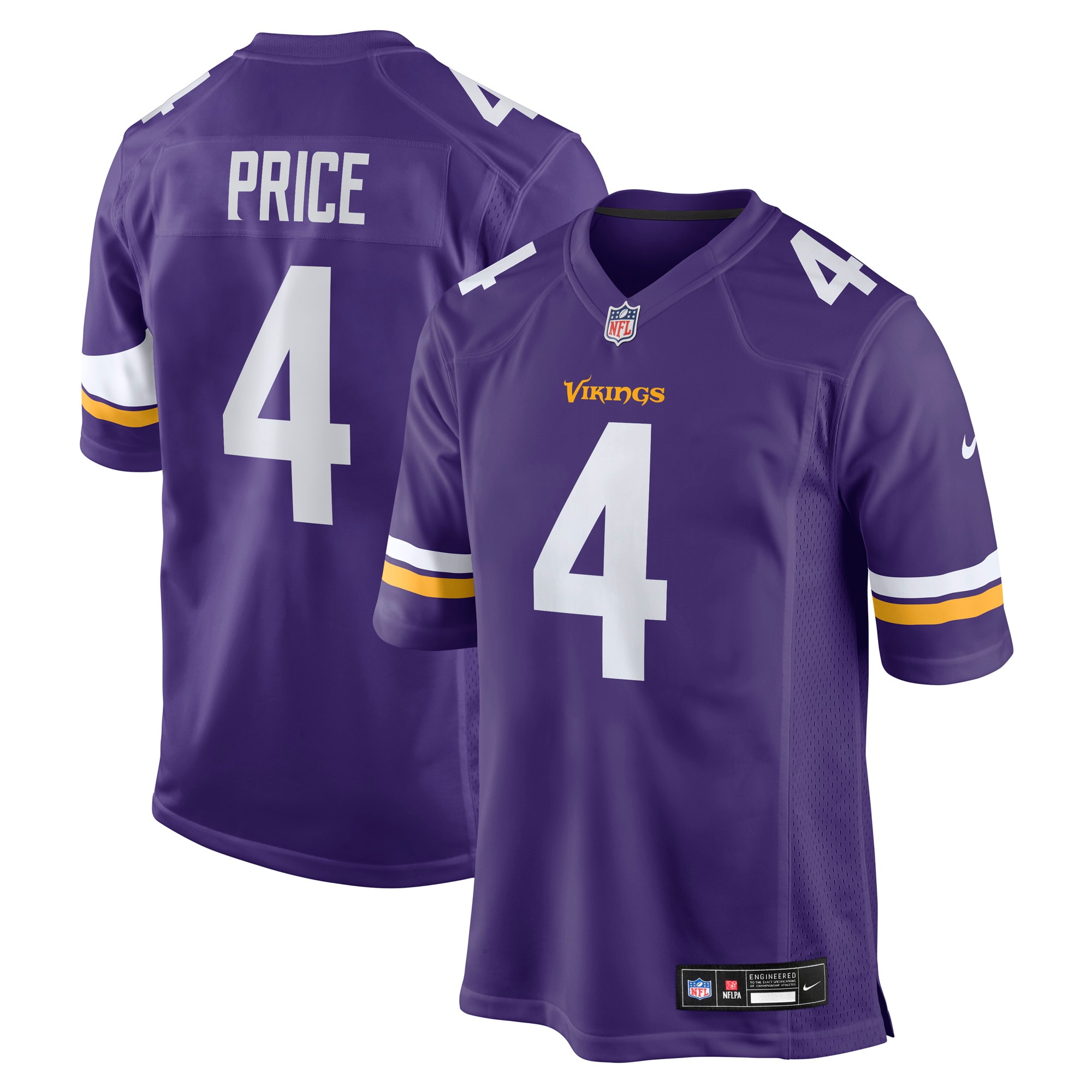Myles Price Minnesota Vikings Team Game Jersey - Purple