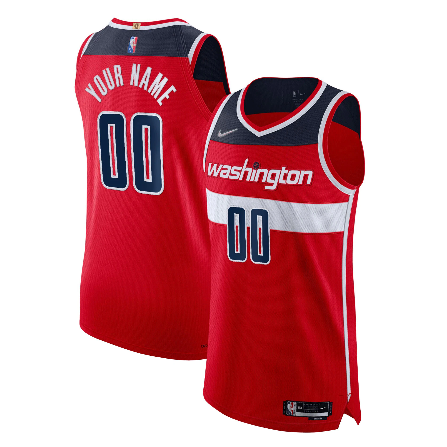 Alternative view of name Wizards Red Custom Jersey Nike - Nike Wizards Red Jersey - Custom