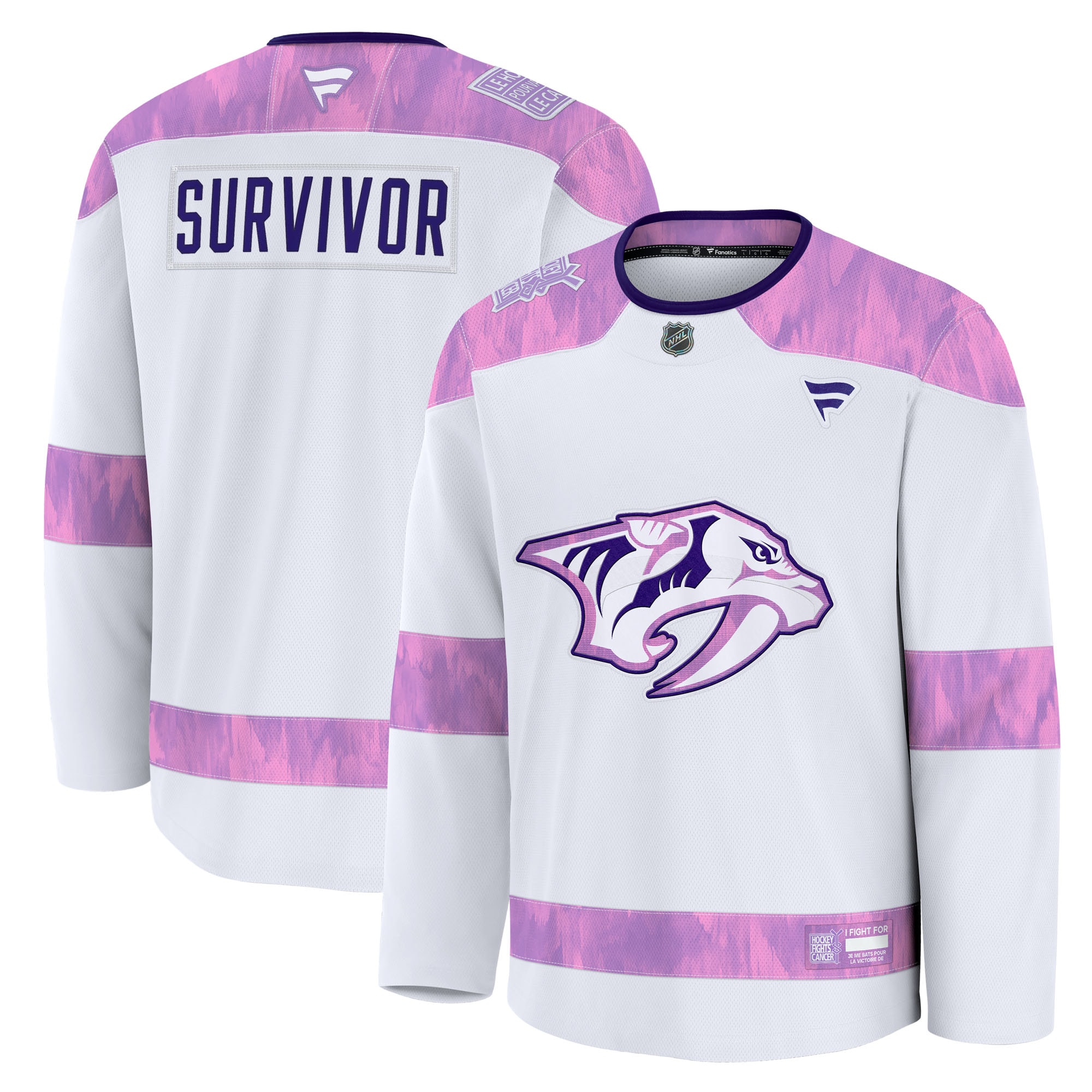 Nashville Predators Fanatics Hockey Fights Cancer Survivor Practice Jersey - White