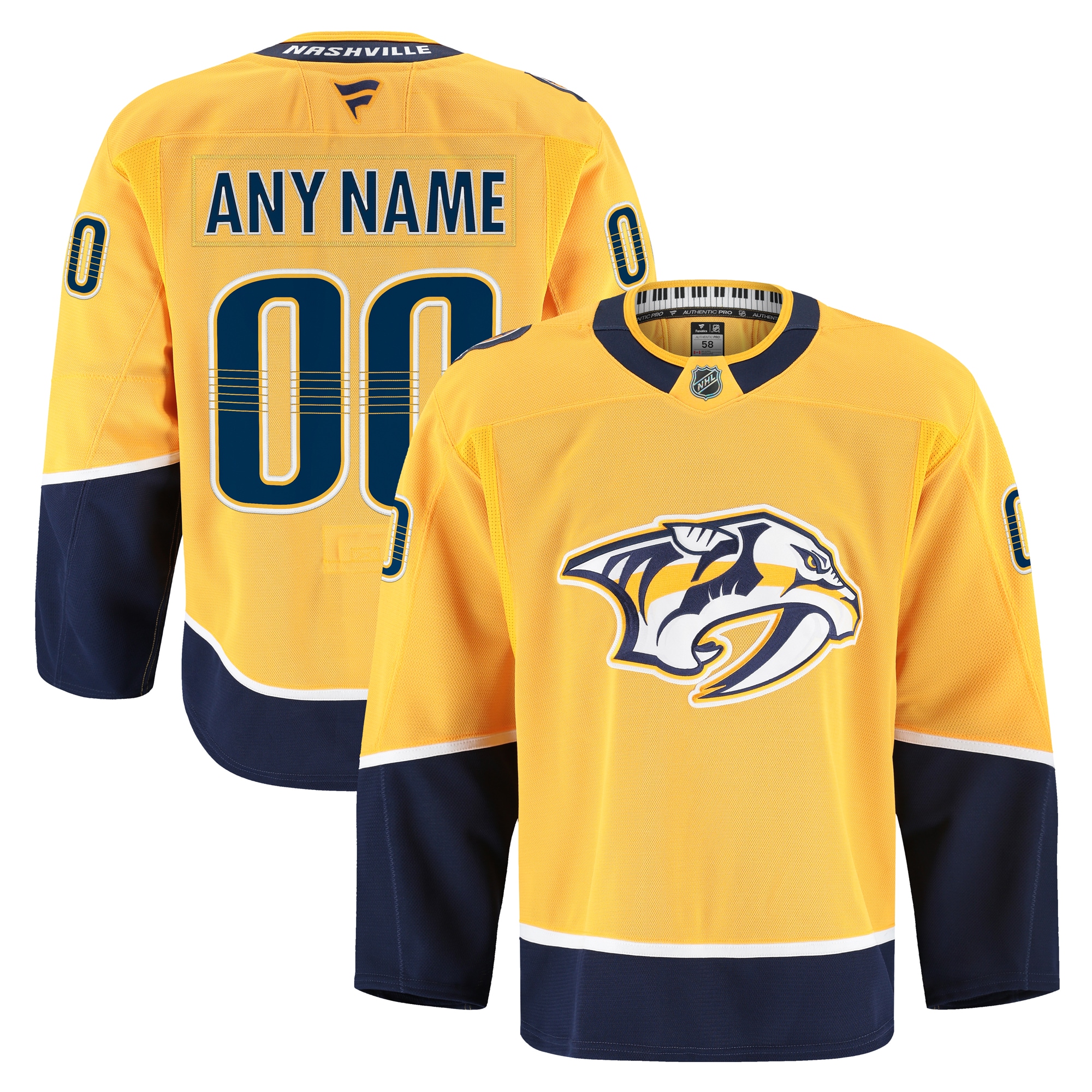 Nashville Predators Fanatics Home Pro Custom Jersey - Gold