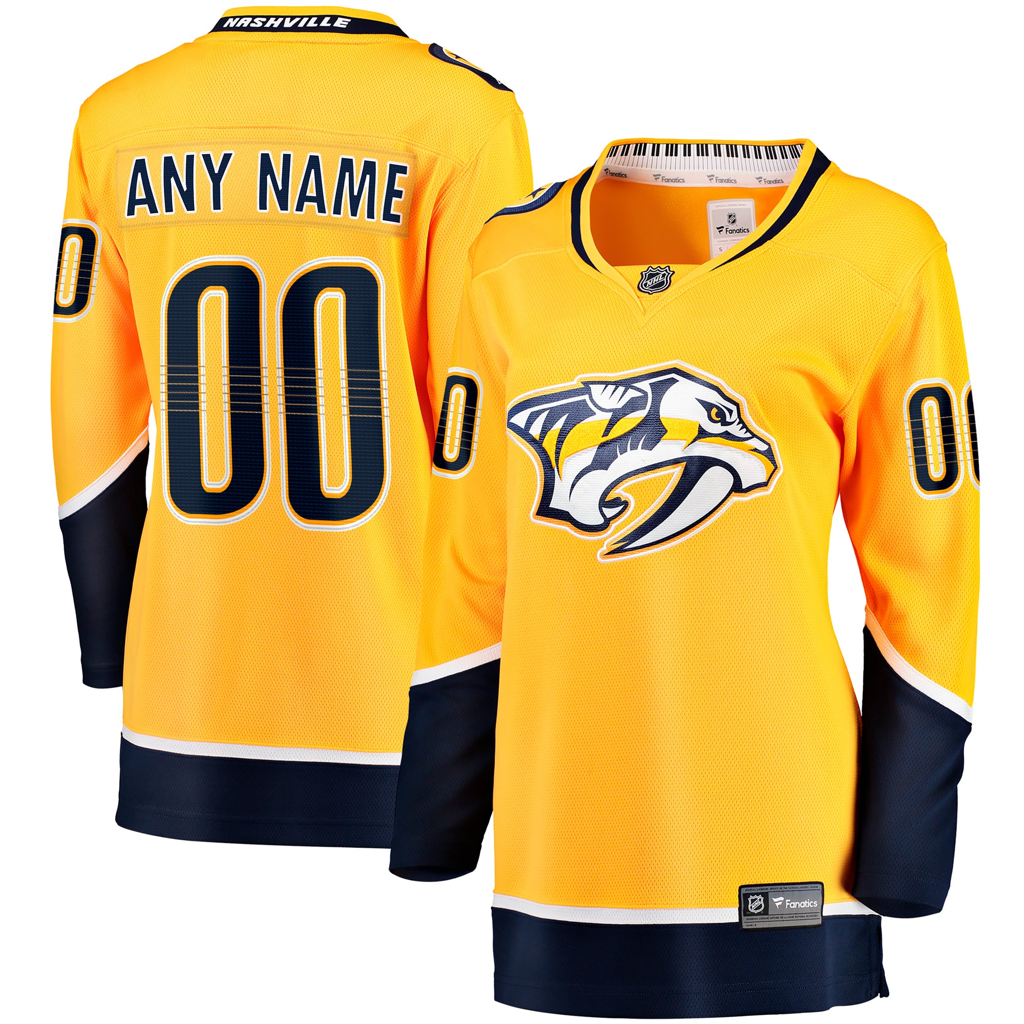 Nashville Predators Fanatics Women's Home Breakaway Custom Jersey - Yellow