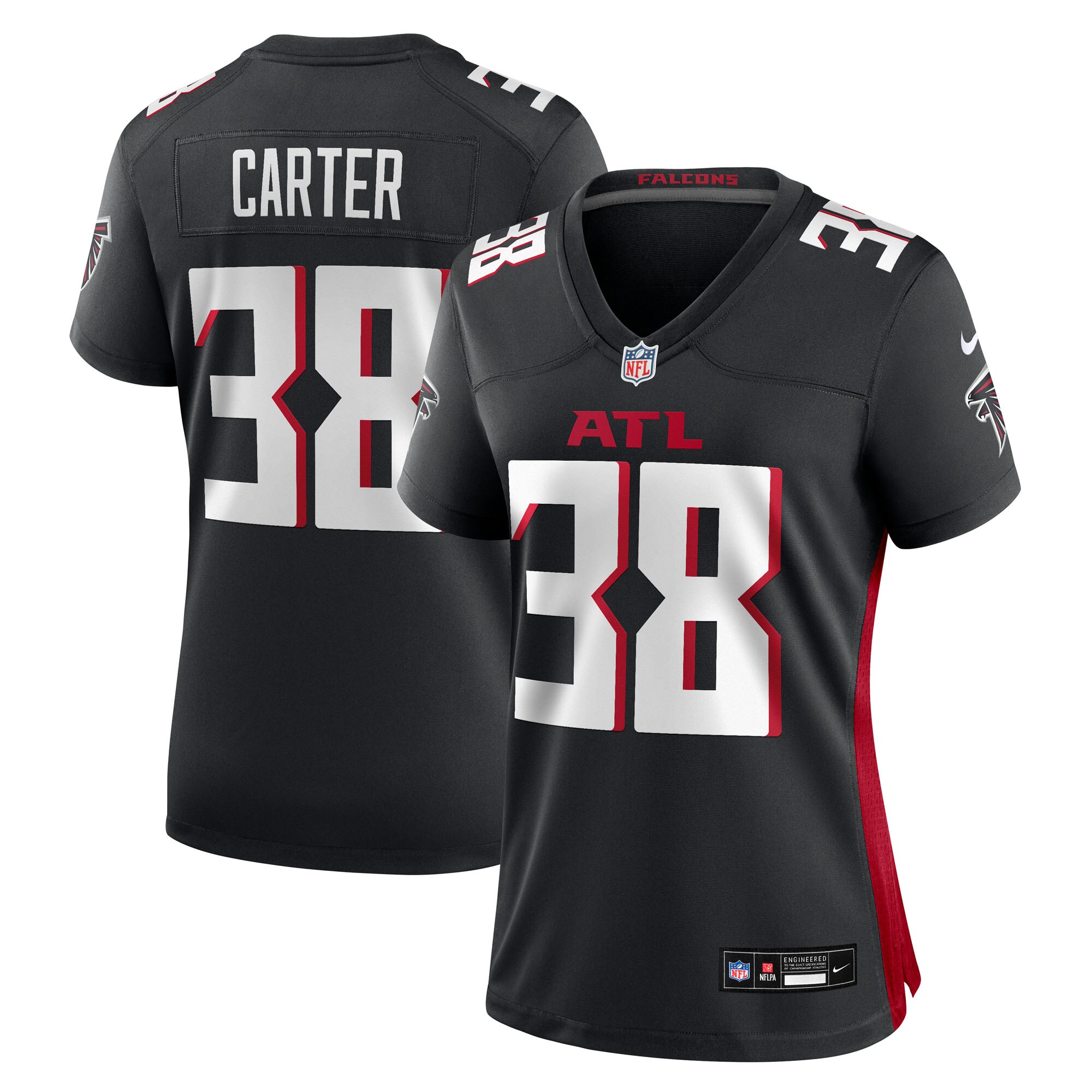 Nathan Carter Atlanta Falcons Women's Team Game Jersey - Black