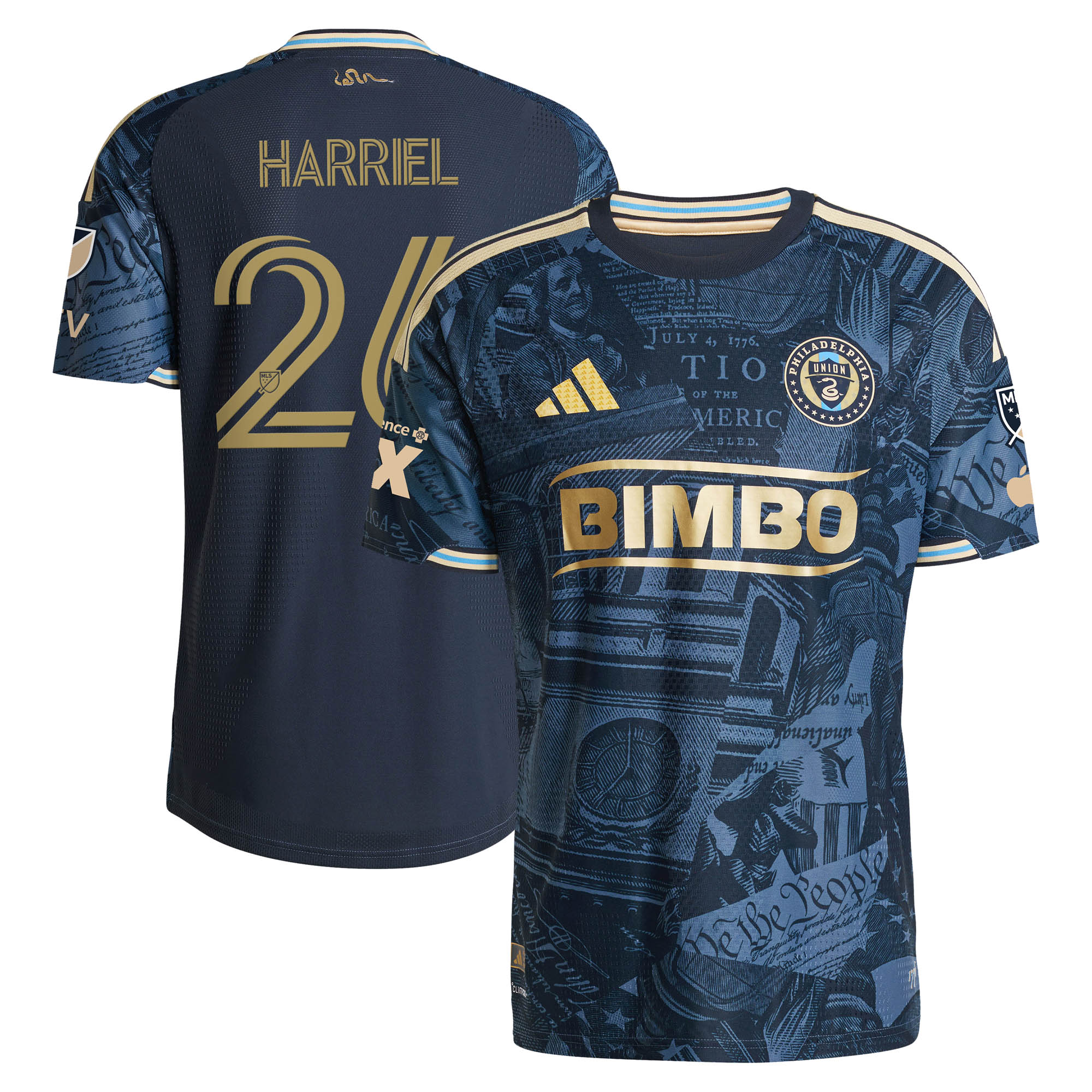 Nathan Harriel Philadelphia Union 2026 1776 Kit On-Field Patch Jersey - Navy