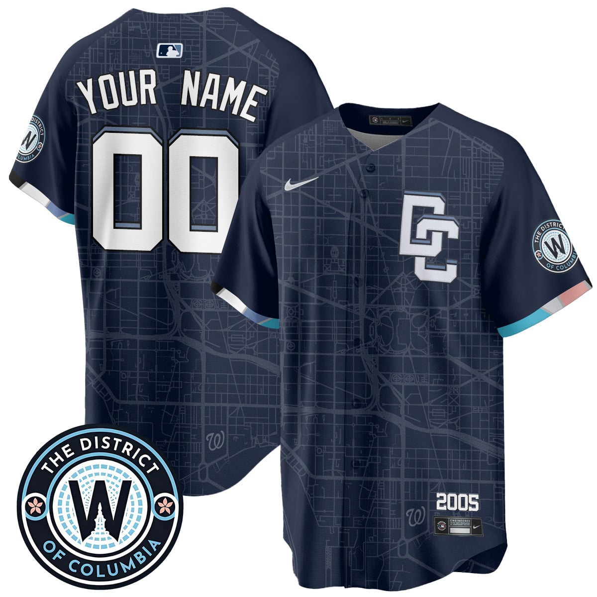 Alternative view of Nationals DC Map Jersey - Nike - Gray & Black Limited Edition