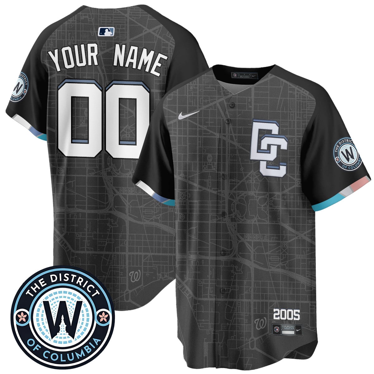 Nationals DC Map Jersey - Nike - Gray & Black Limited Edition