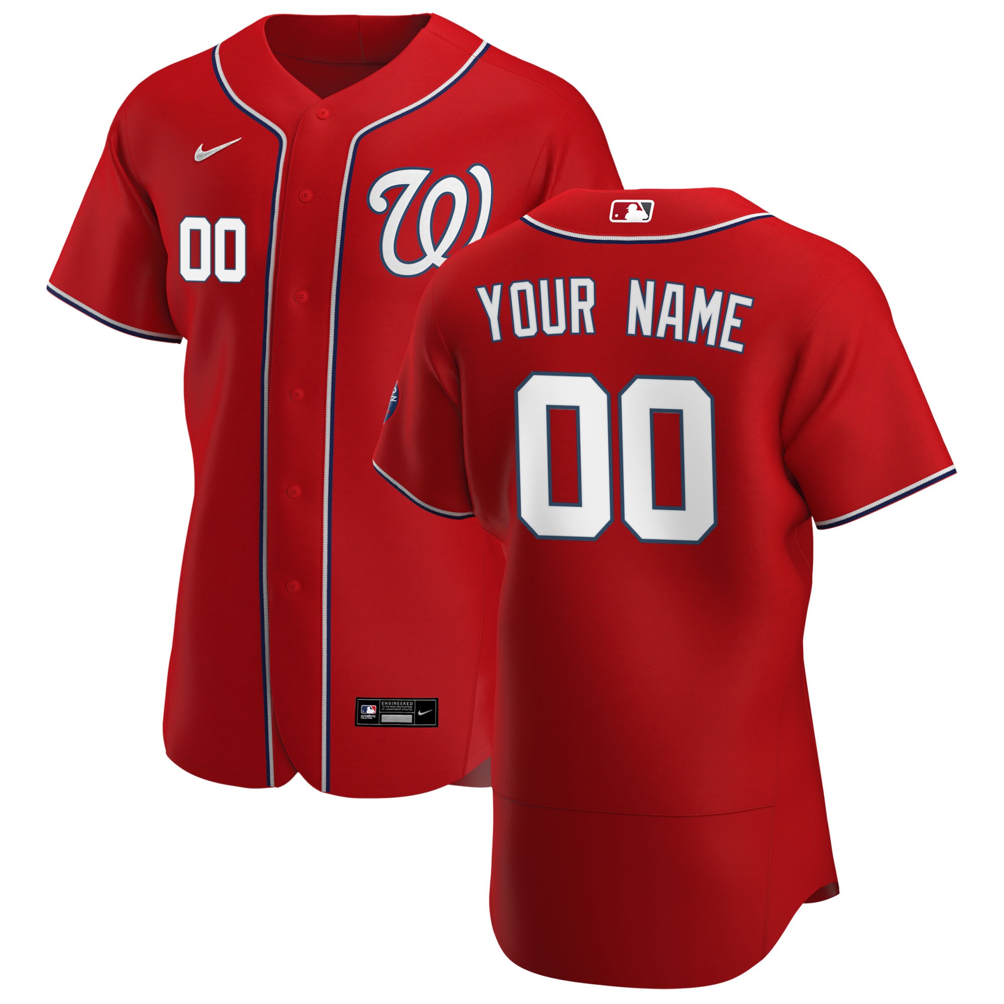 Nationals Red Custom Alternate Jersey - Nike Nationals Red Alternate