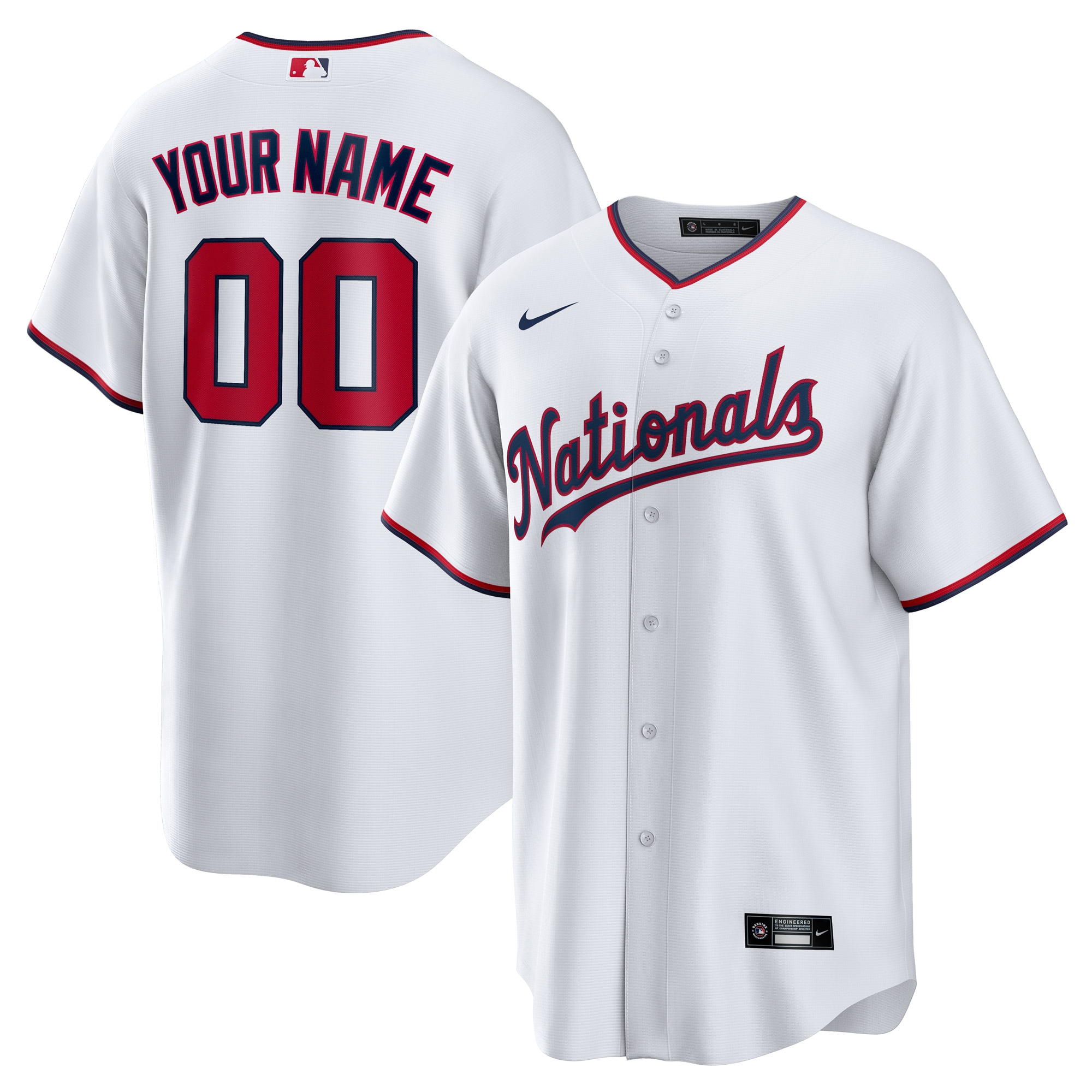 Alternative view of Nationals White Custom Jersey nike - Nike Nationals White Custom