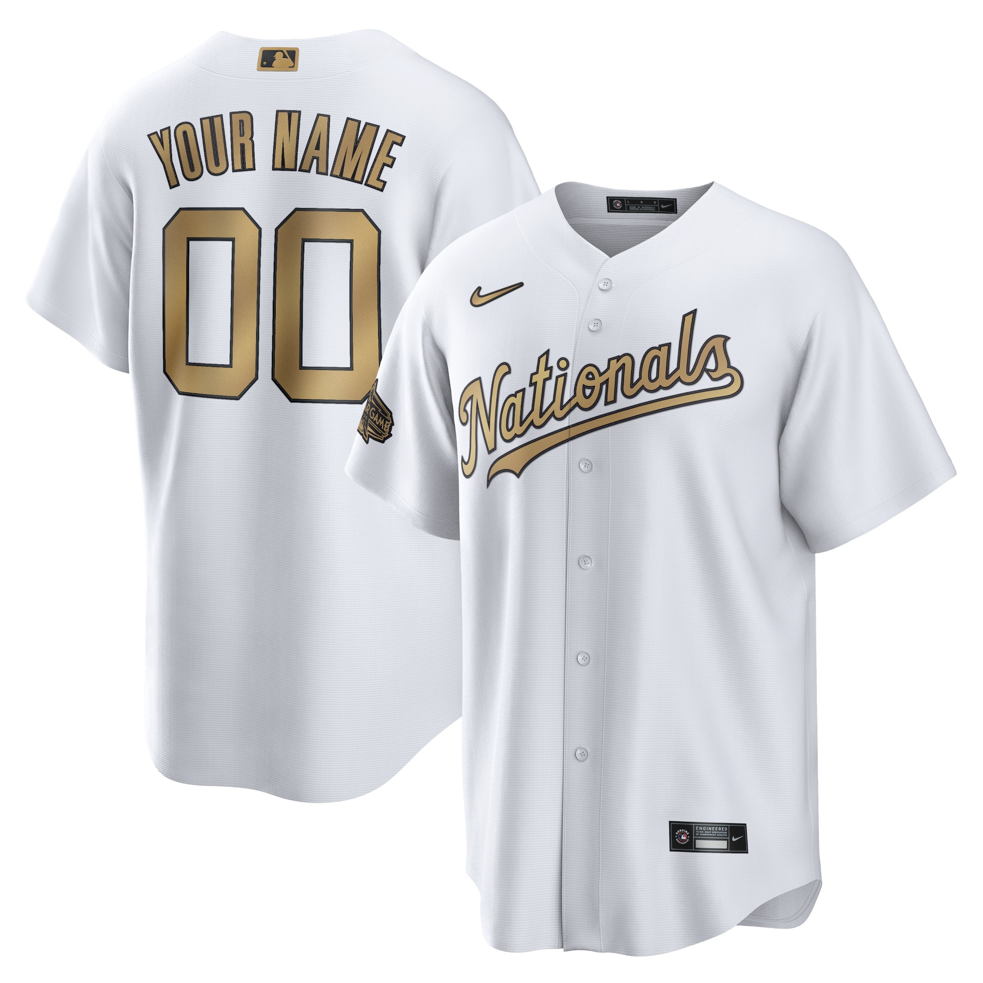 Nationals White Gold Custom Jersey - Nike - Personalized Style!