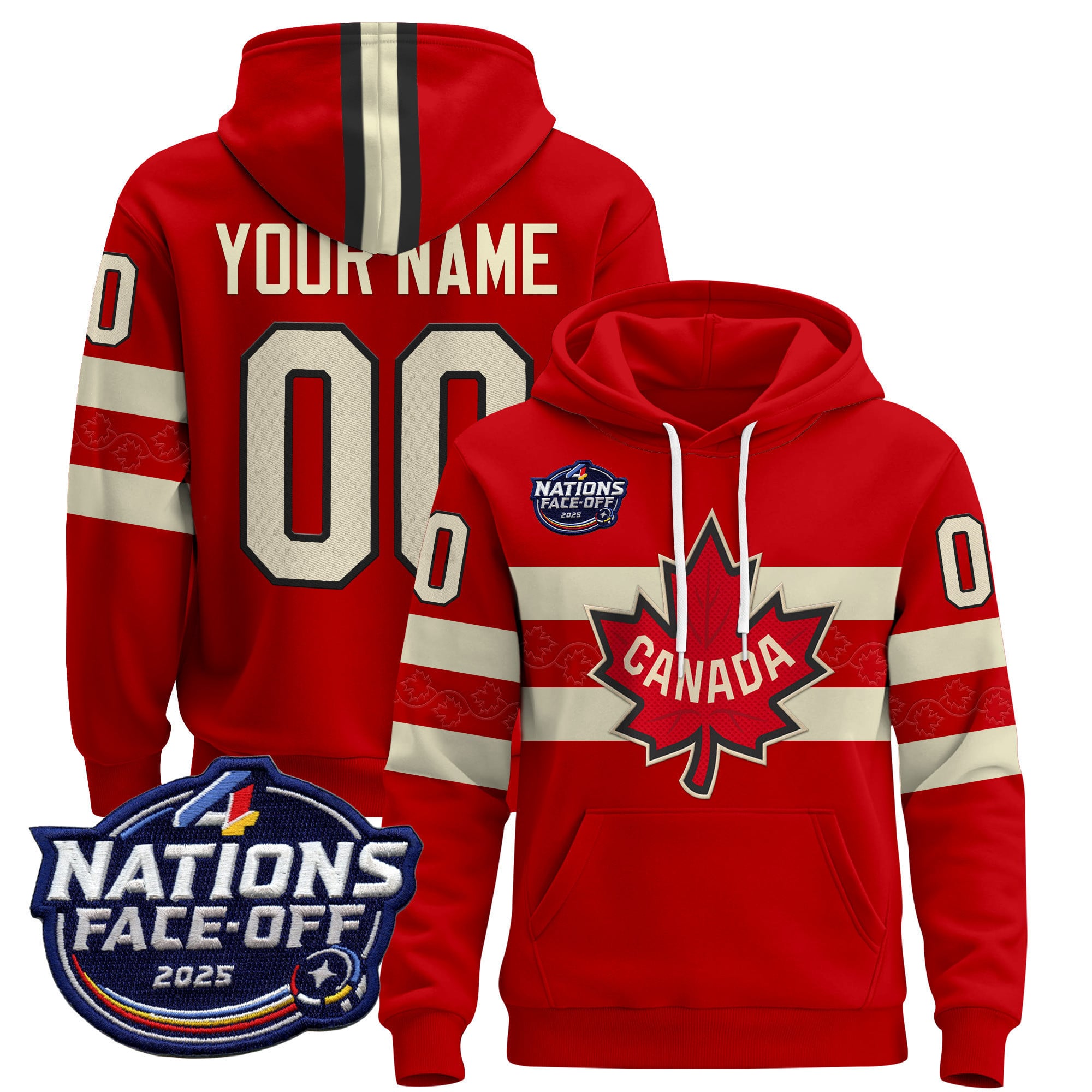 nations Canada Red Hockey Hoodie - Nations Face-Off 2025 Canada Red