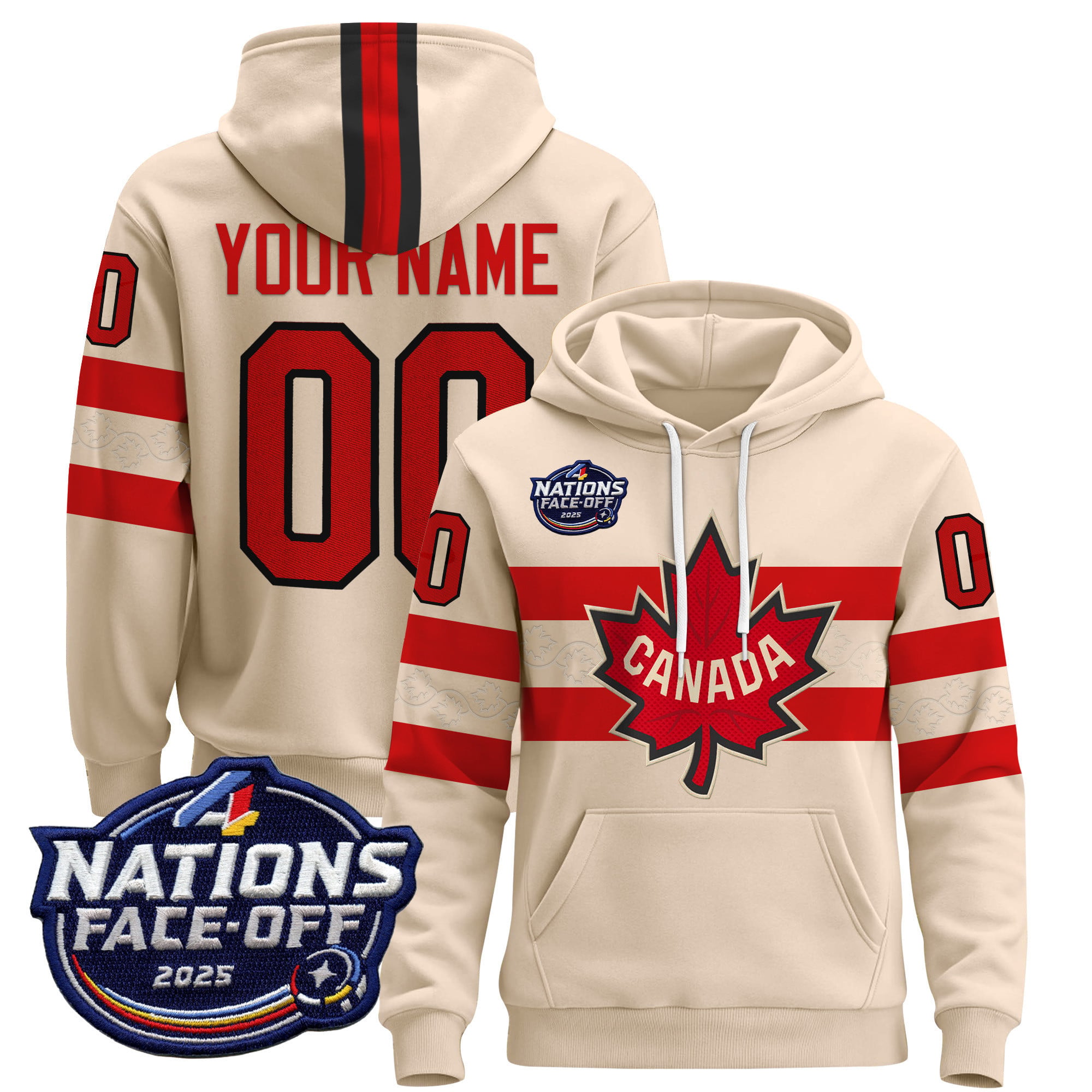 Alternative view of nations Canada Red Hockey Hoodie - Nations Face-Off 2025 Canada Red