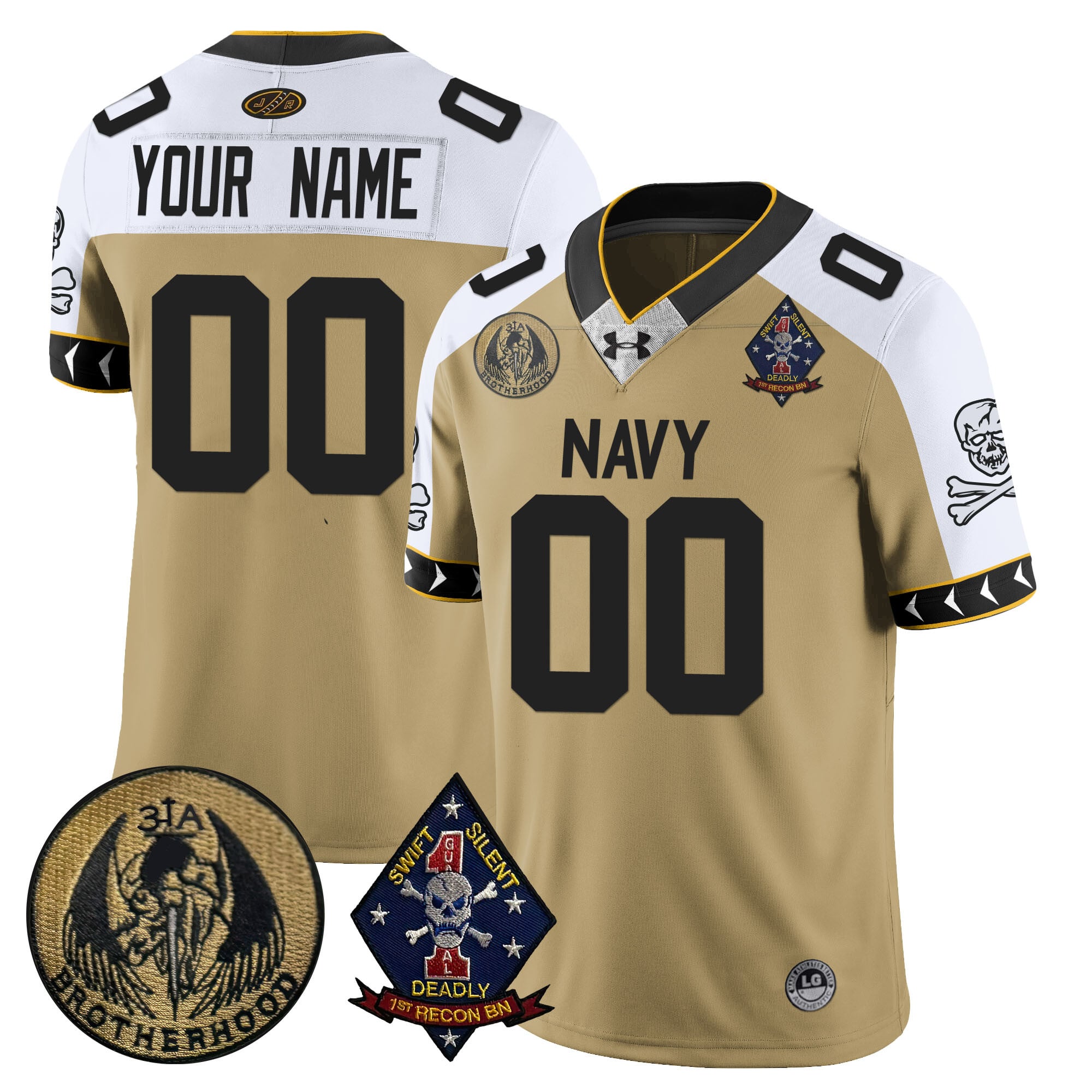 Navy Gold Custom Jersey - Under Armour Navy Gold Custom Football
