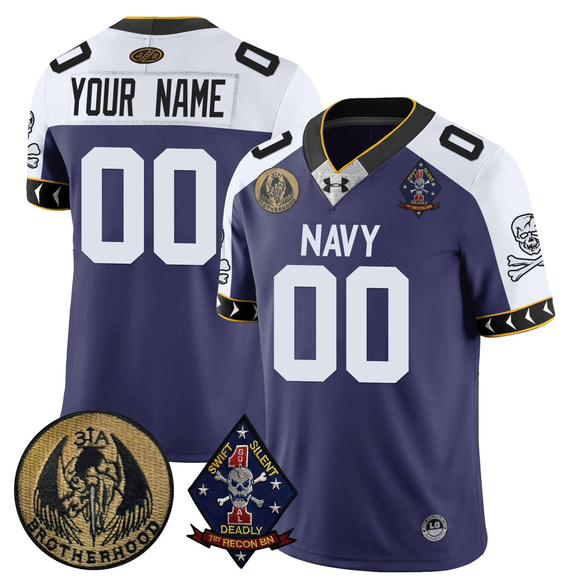Alternative view of Navy Gold Custom Jersey - Under Armour Navy Gold Custom Football