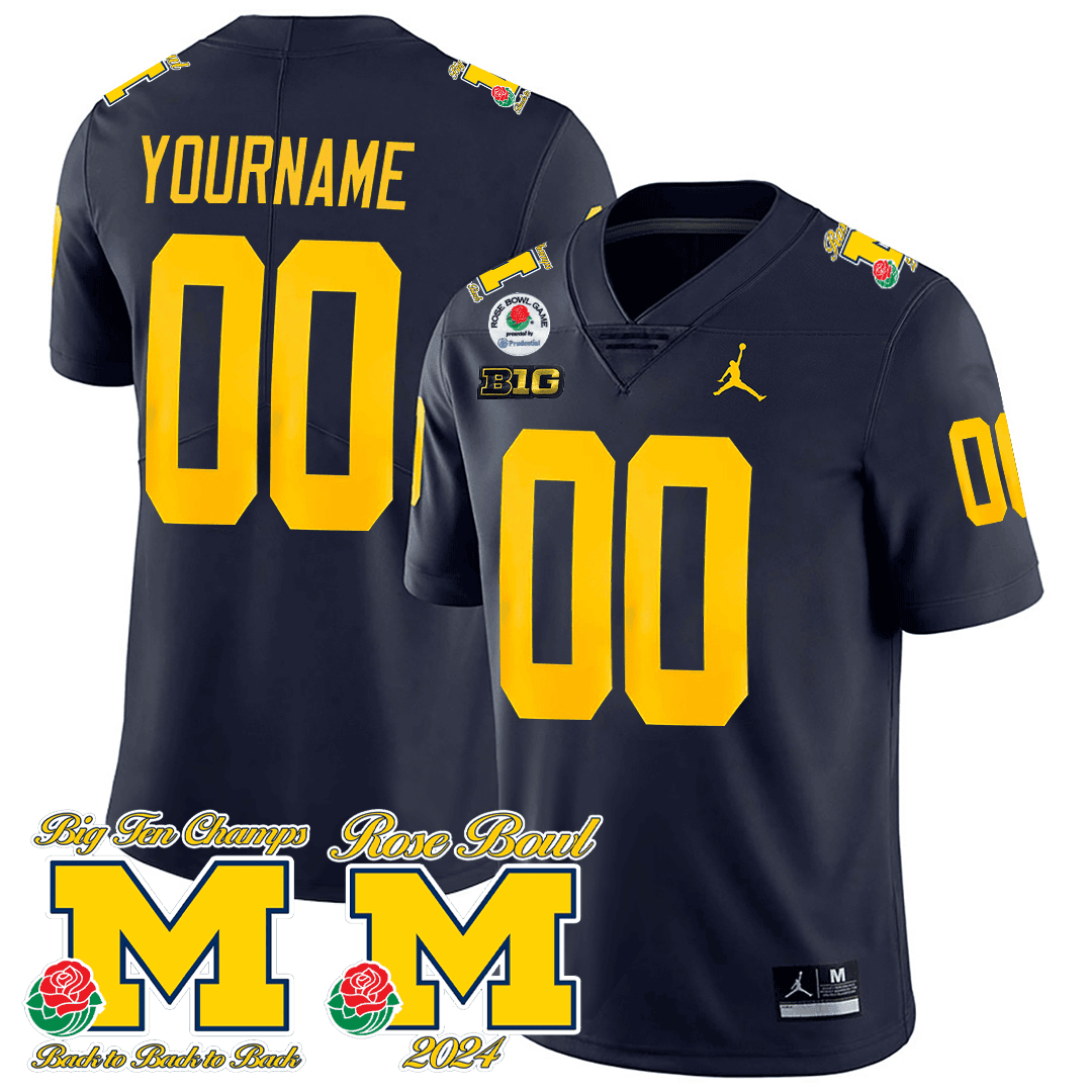navy Michigan Wolverines Rose Bowl Jersey - Michigan Wolverines Rose
