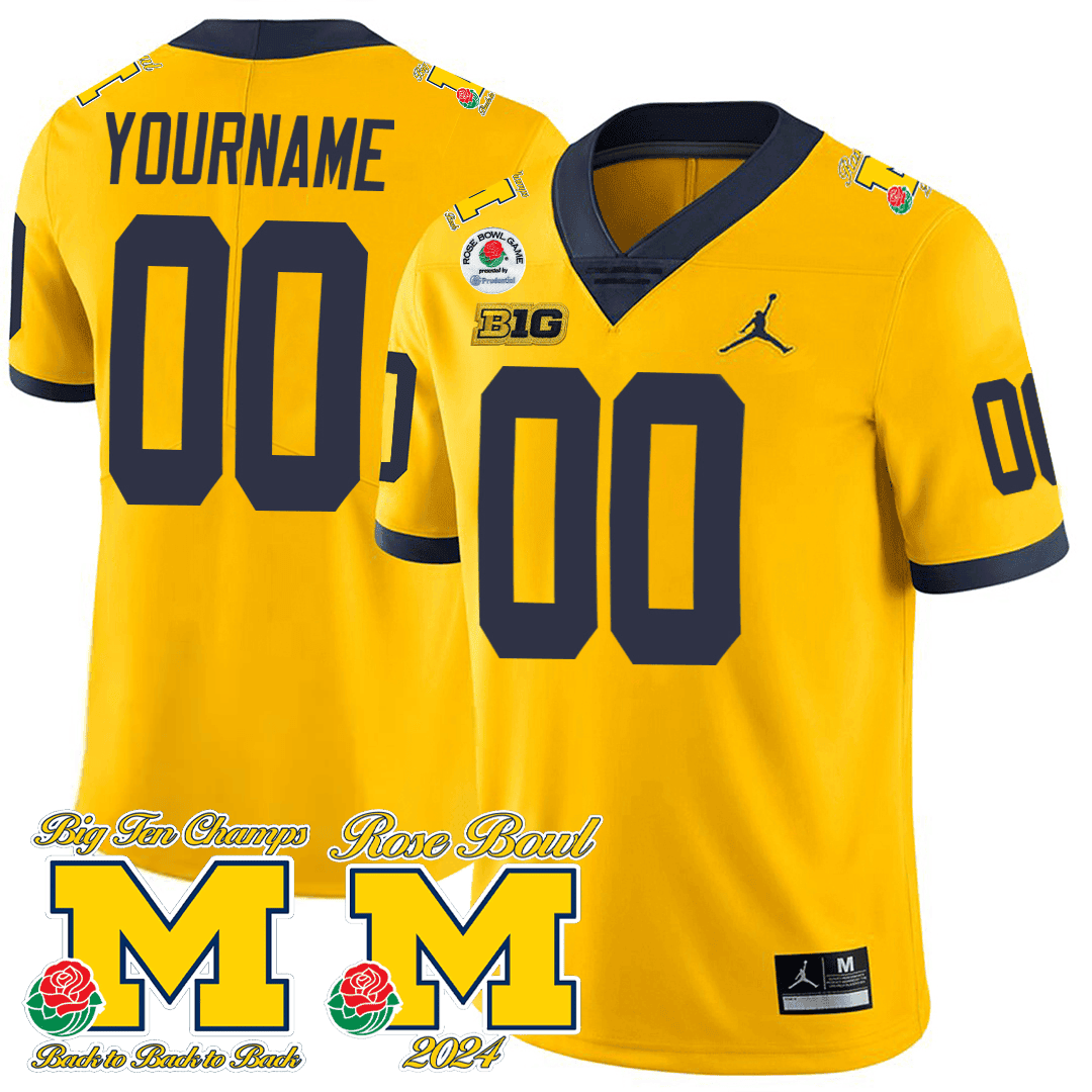 Alternative view of navy Michigan Wolverines Rose Bowl Jersey - Michigan Wolverines Rose