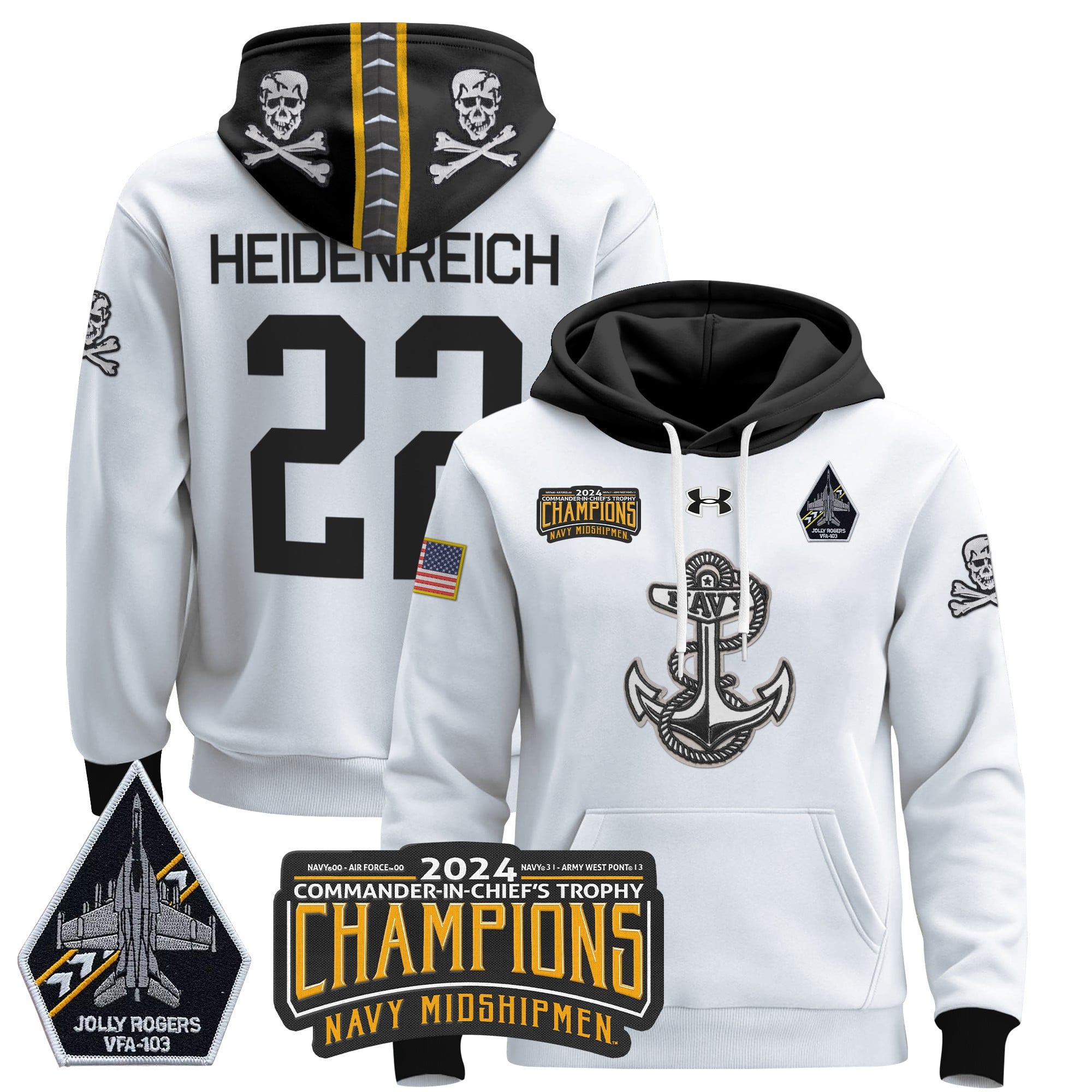 Alternative view of Navy Midshipmen Champions Hoodie - Under Armour Navy Midshipmen ’24