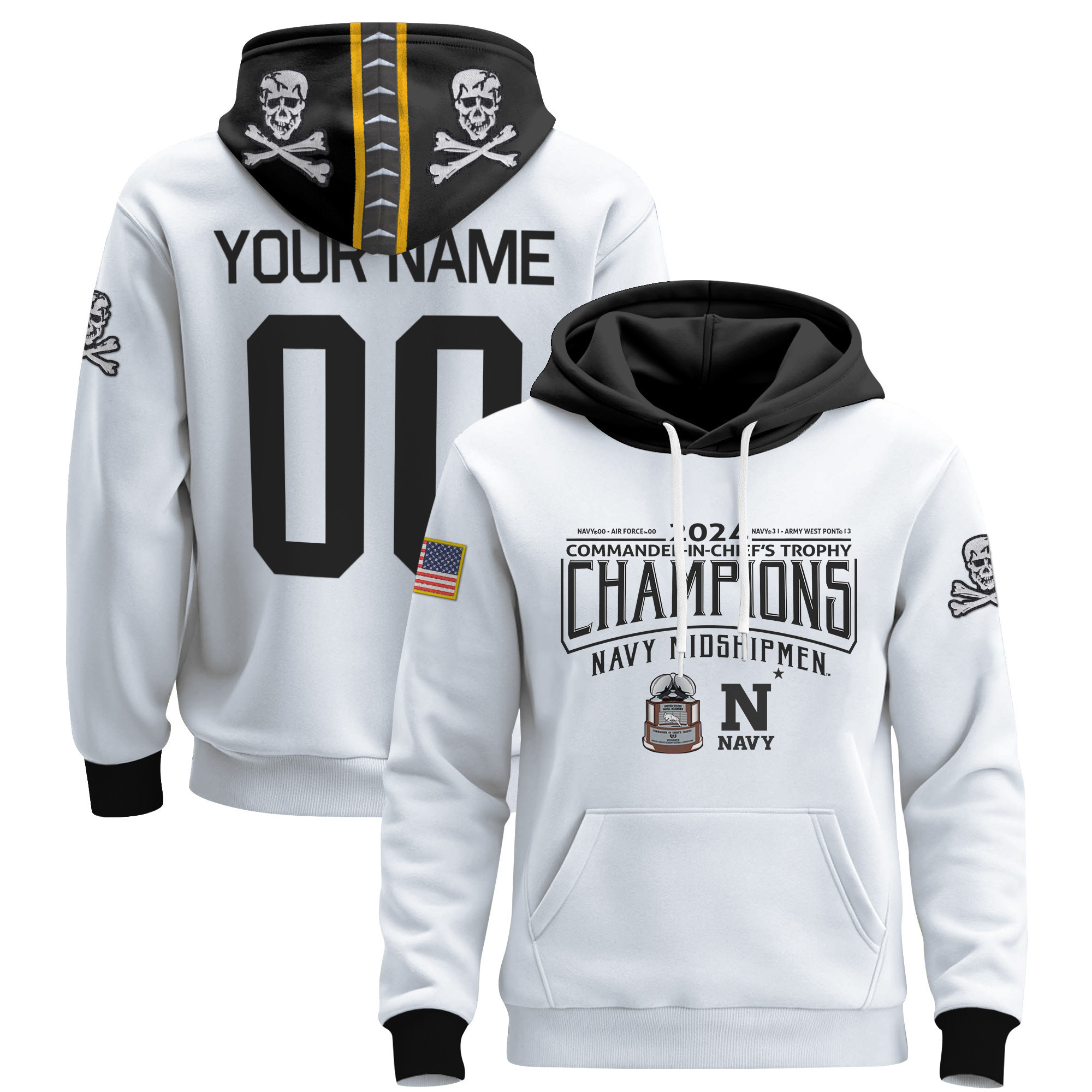 Navy Midshipmen Champions Hoodie - White & Black