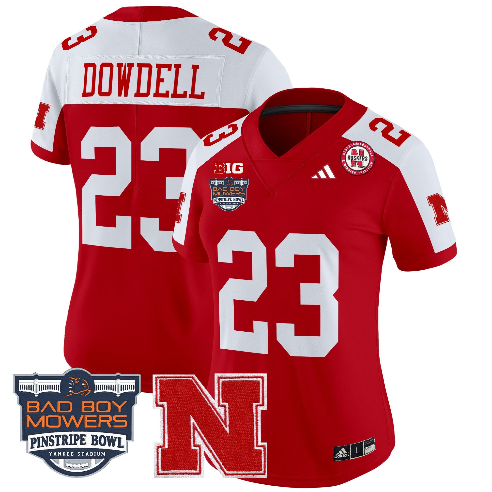 Alternative view of Nebraska #15 Red Jersey - Adidas Nebraska Cornhuskers #15 Red Football