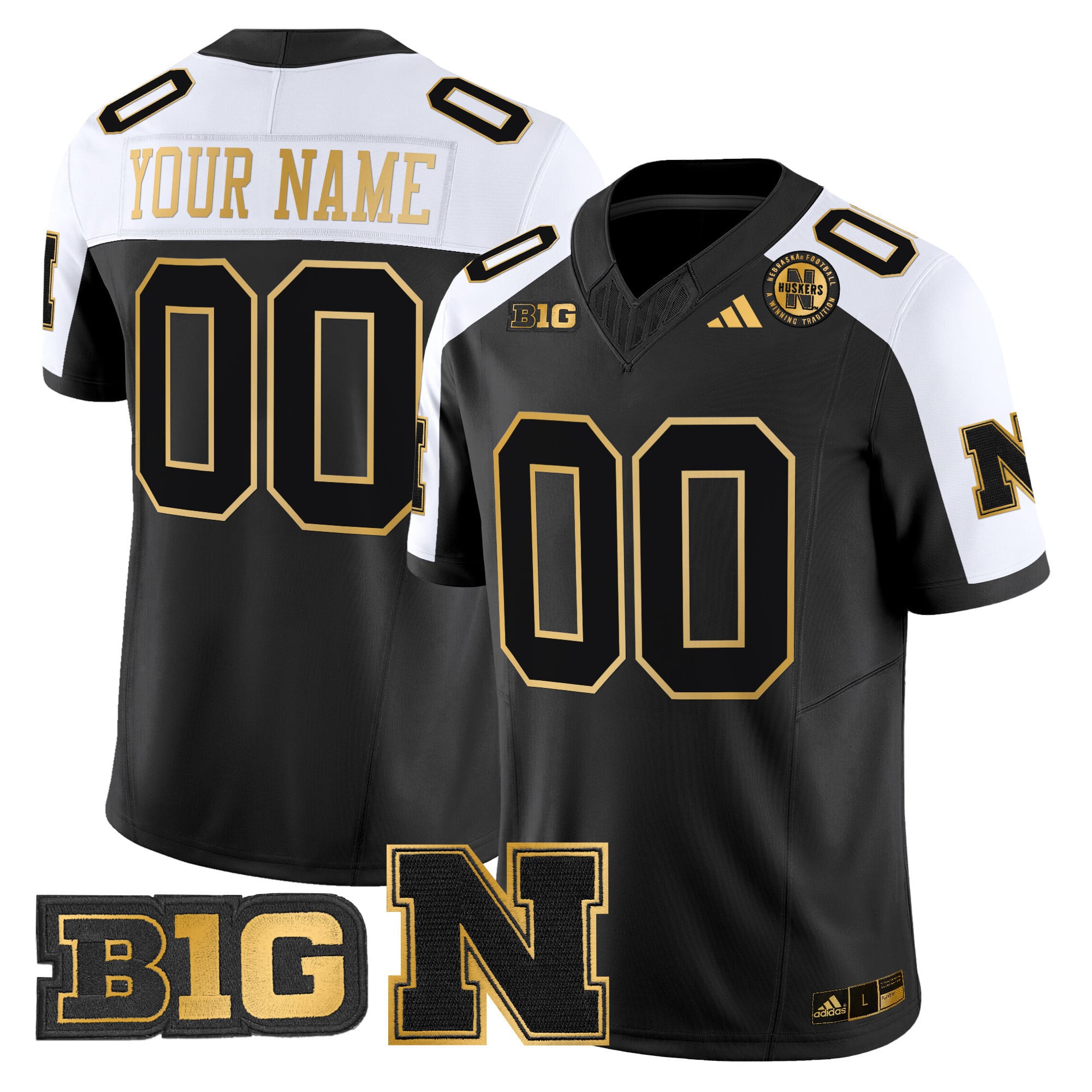 Nebraska Huskers Black Jersey - Adidas Nebraska Huskers Black & Gold