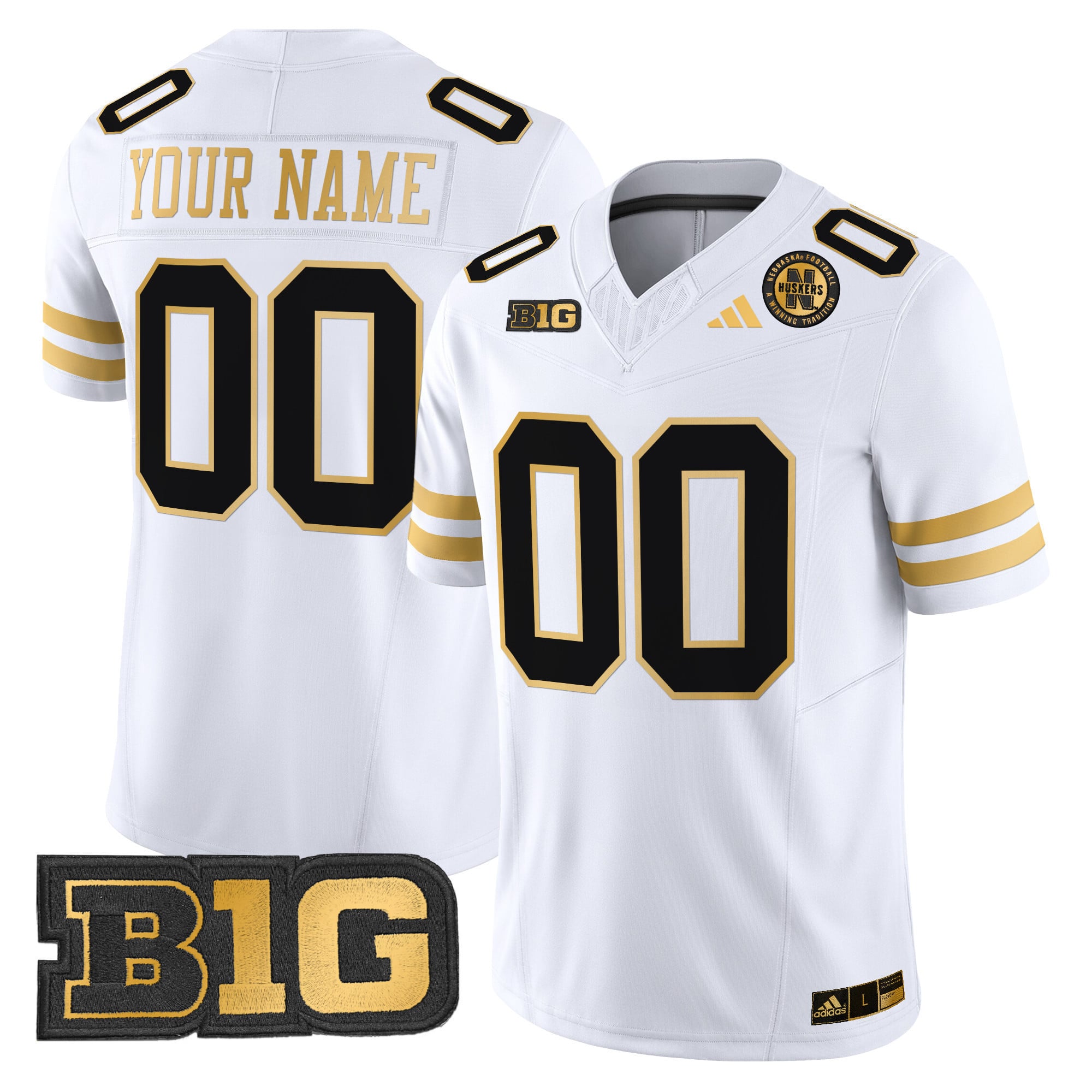Alternative view of Nebraska Huskers Black Jersey - Adidas Nebraska Huskers Black & Gold