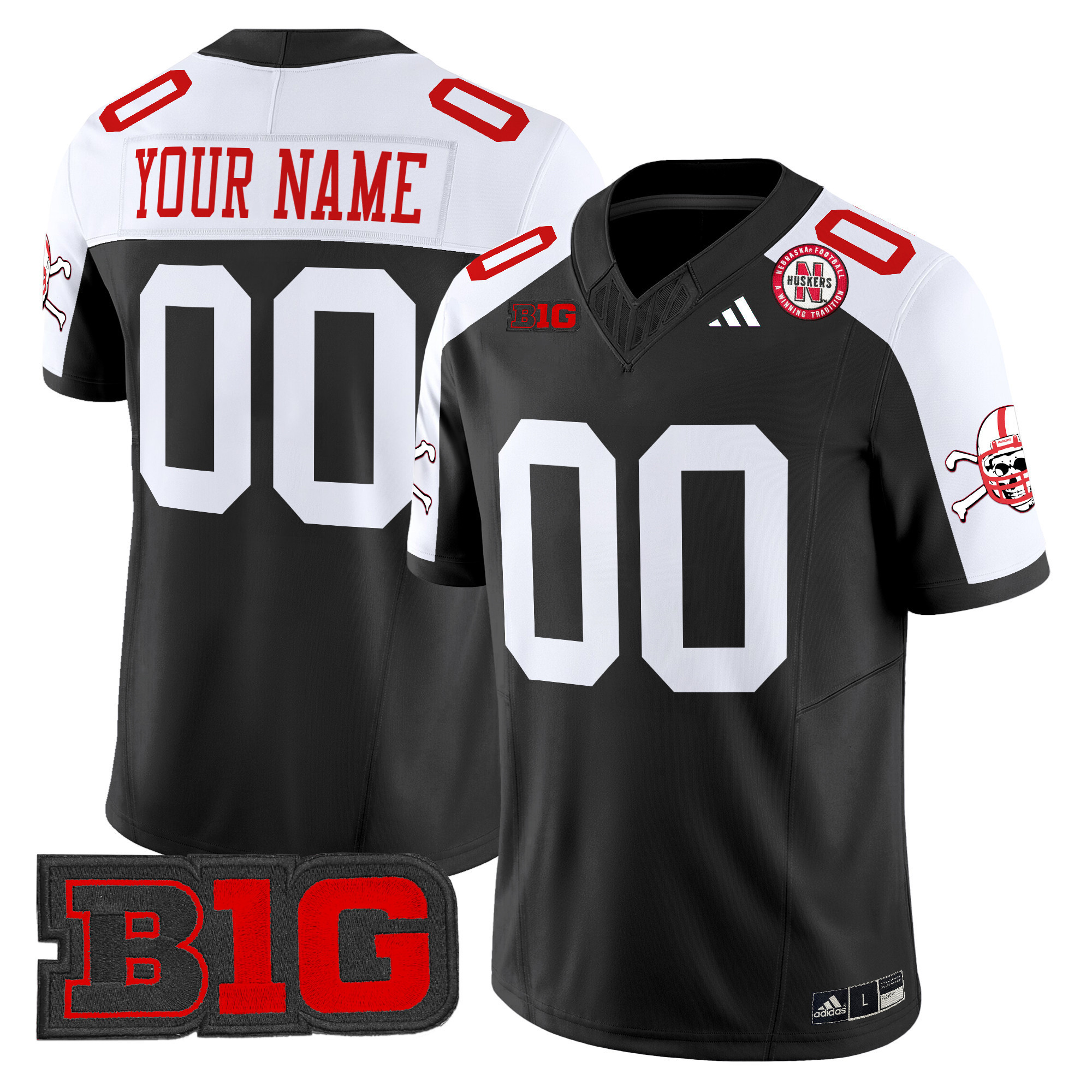 Alternative view of Nebraska Huskers Custom Jersey - Adidas Nebraska Huskers Custom Red