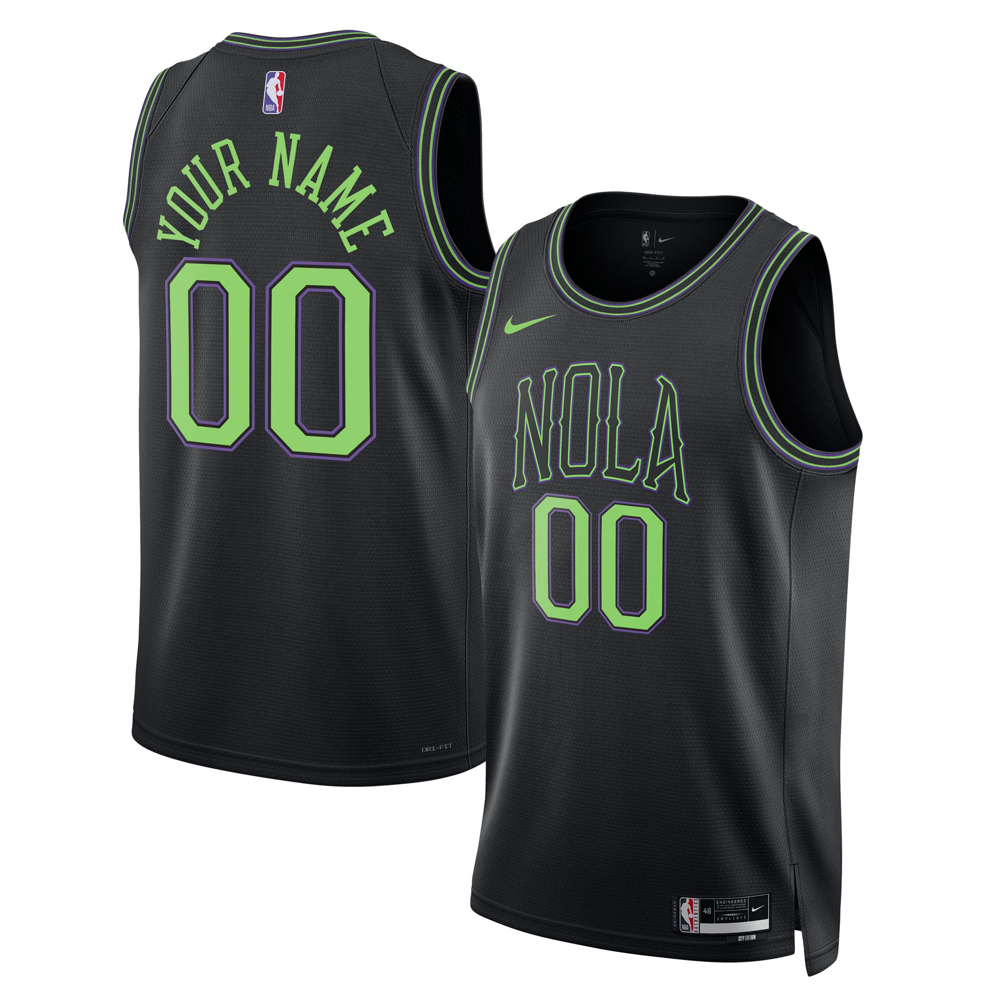New Orleans Pelicans Unisex 2025/26 City Edition Swingman Custom Jersey - Black