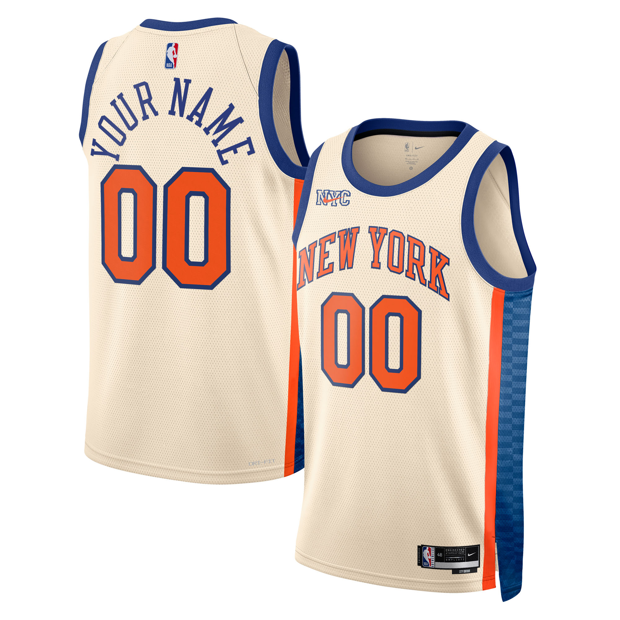 New York Knicks Unisex 2025/26 City Edition Swingman Custom Jersey - Cream